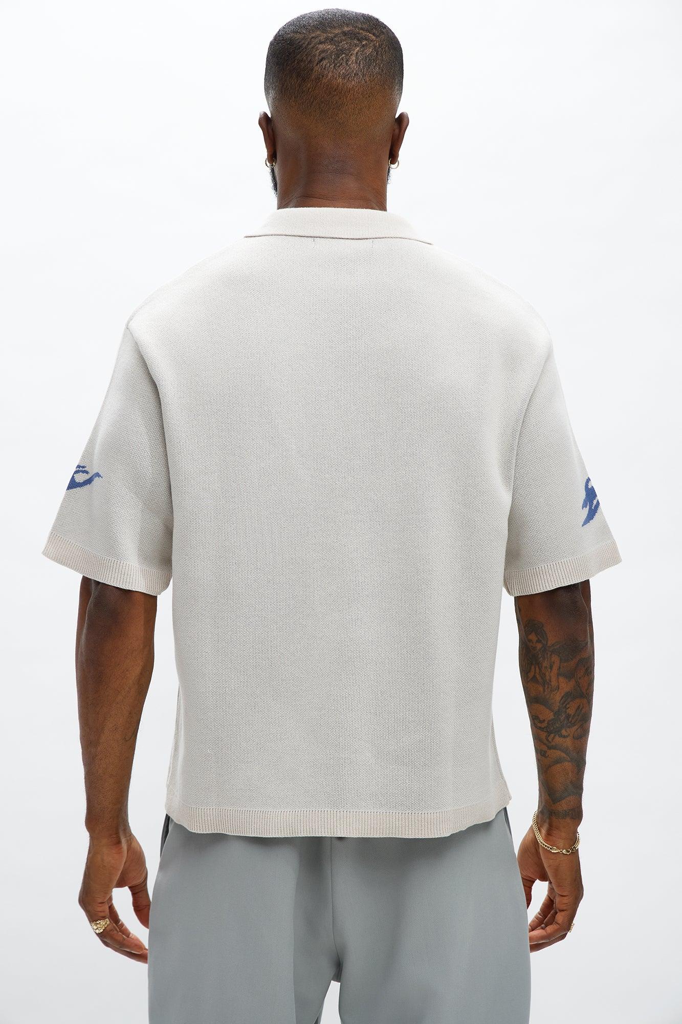 Regular Fit 13 Button Up Sweater Shirt - Cream/combo Male Product Image