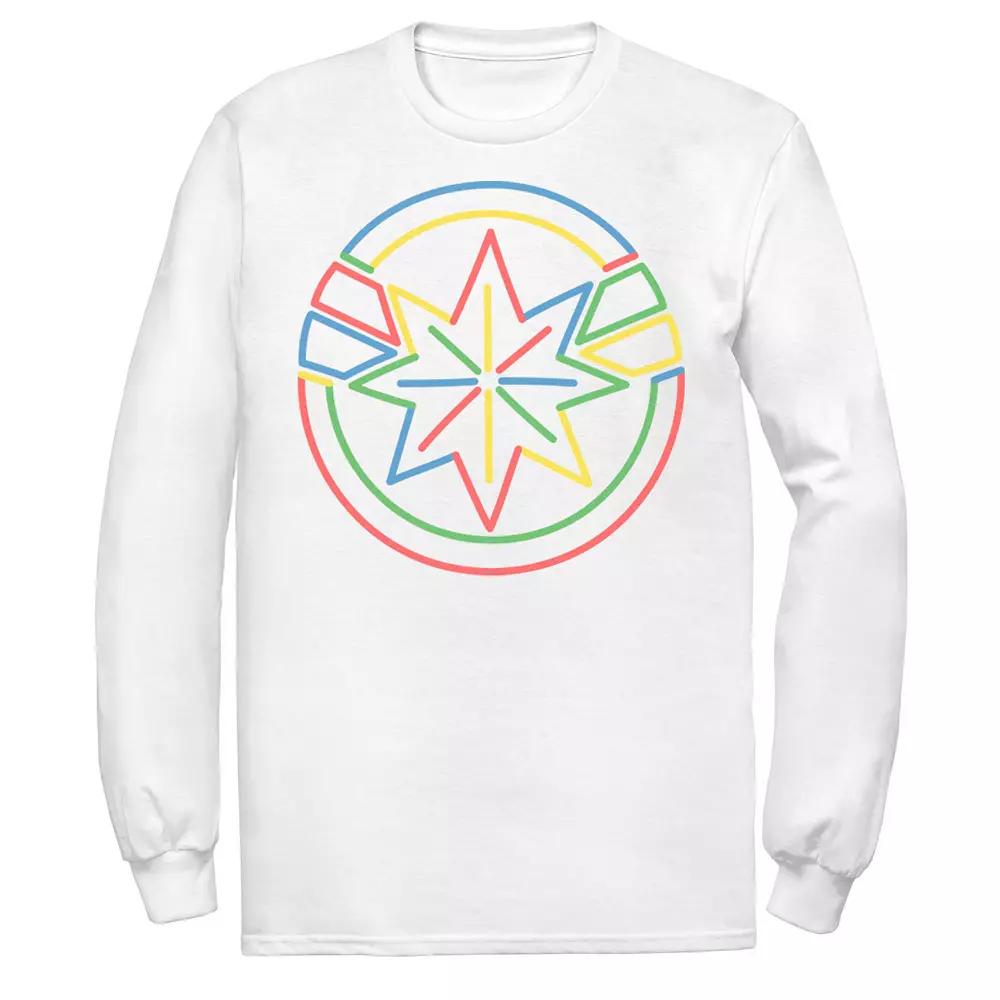 Men's Marvel Captain Marvel Colorful Line Art Logo Tee, Size: XXL, White Product Image