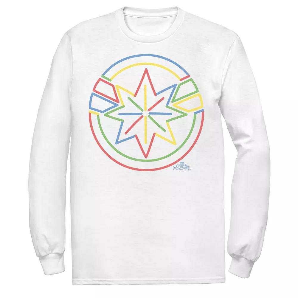 Men's Marvel Captain Marvel Colorful Star Outline Long Sleeve Graphic Tee,  Product Image