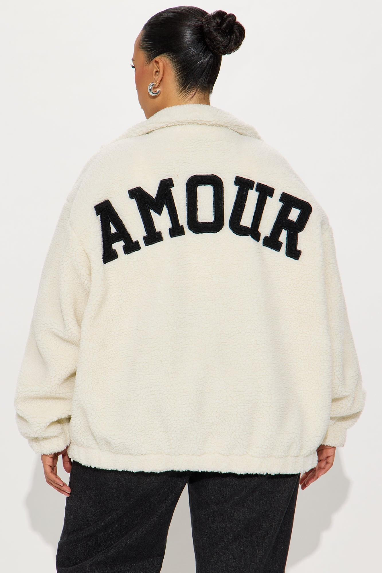 Amour Zip Up Sherpa Jacket - Cream/combo Product Image