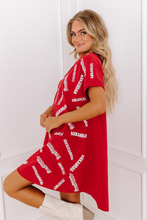 School Spirit Sequin Embroidered Mini Dress in Arkansas Product Image