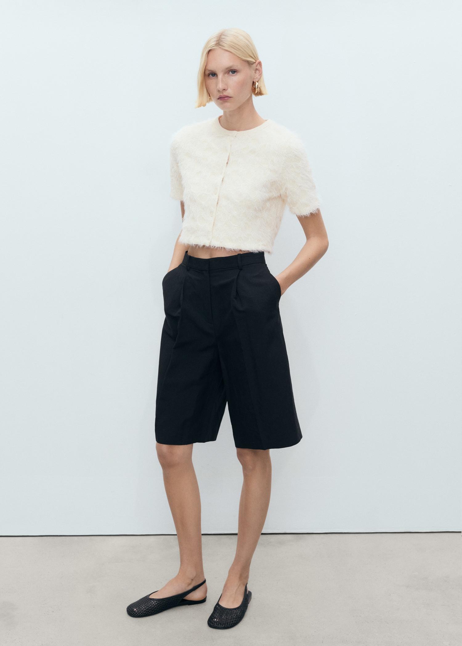 Knitted cropped cardigan - Women | MANGO USA Product Image