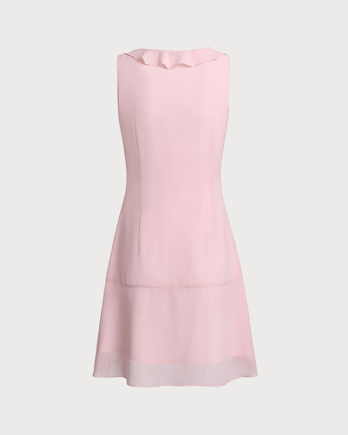 Pink Ruffle Sleeveless Mini Dress Product Image