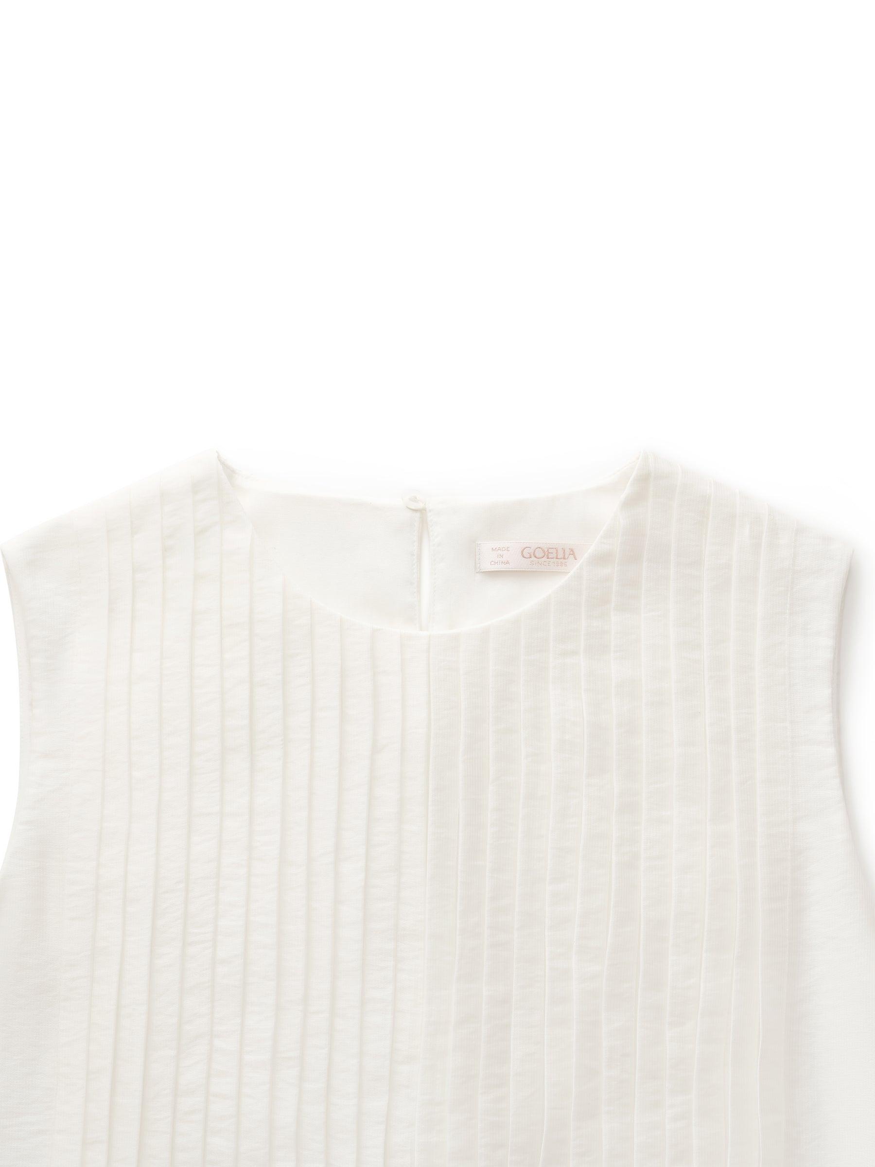 Tencel Blend Pleated Tank Top And Skirt Two-Piece Set Product Image