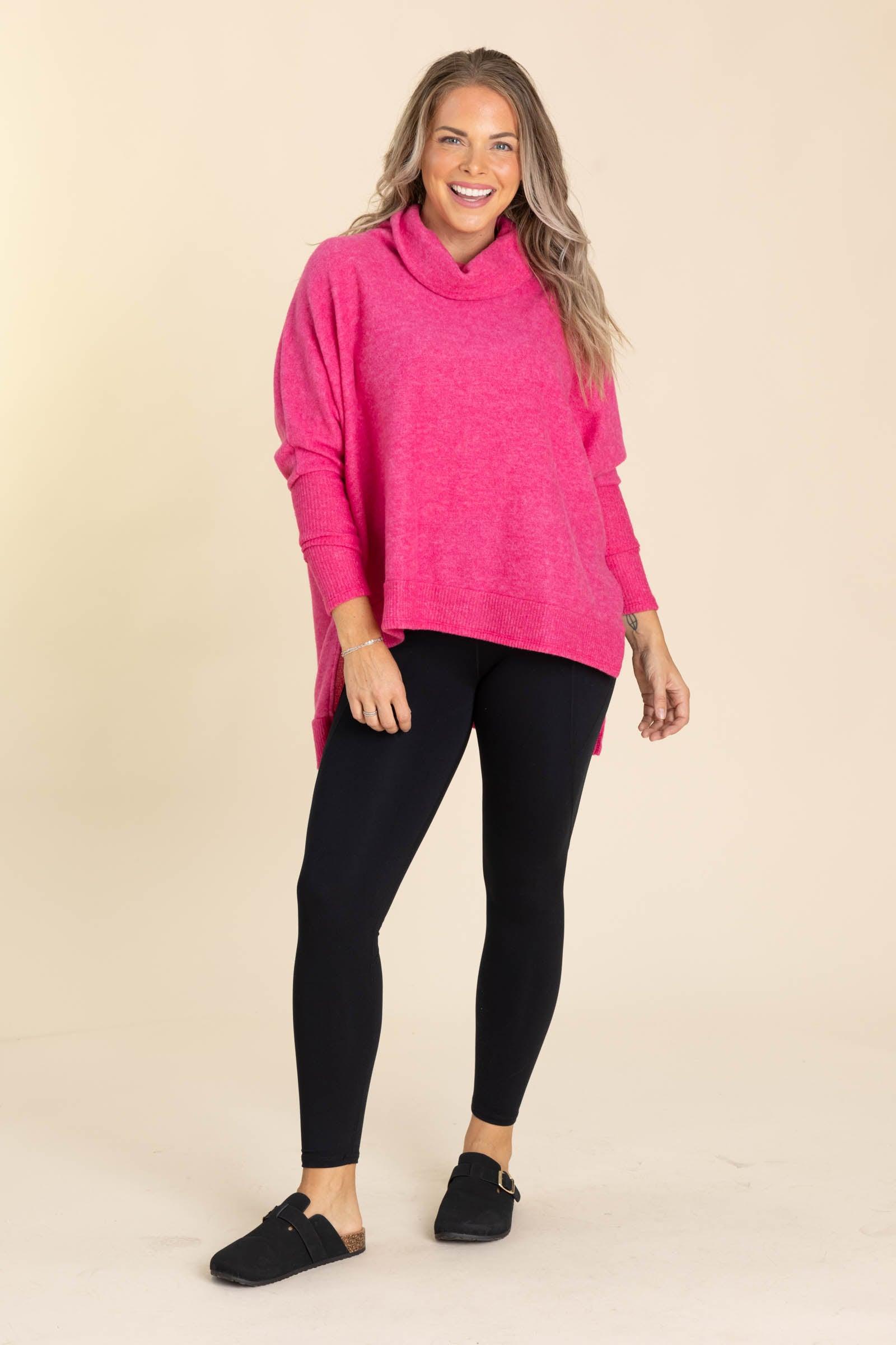 Cowl Neck High-Low Knit Tunic Top Product Image