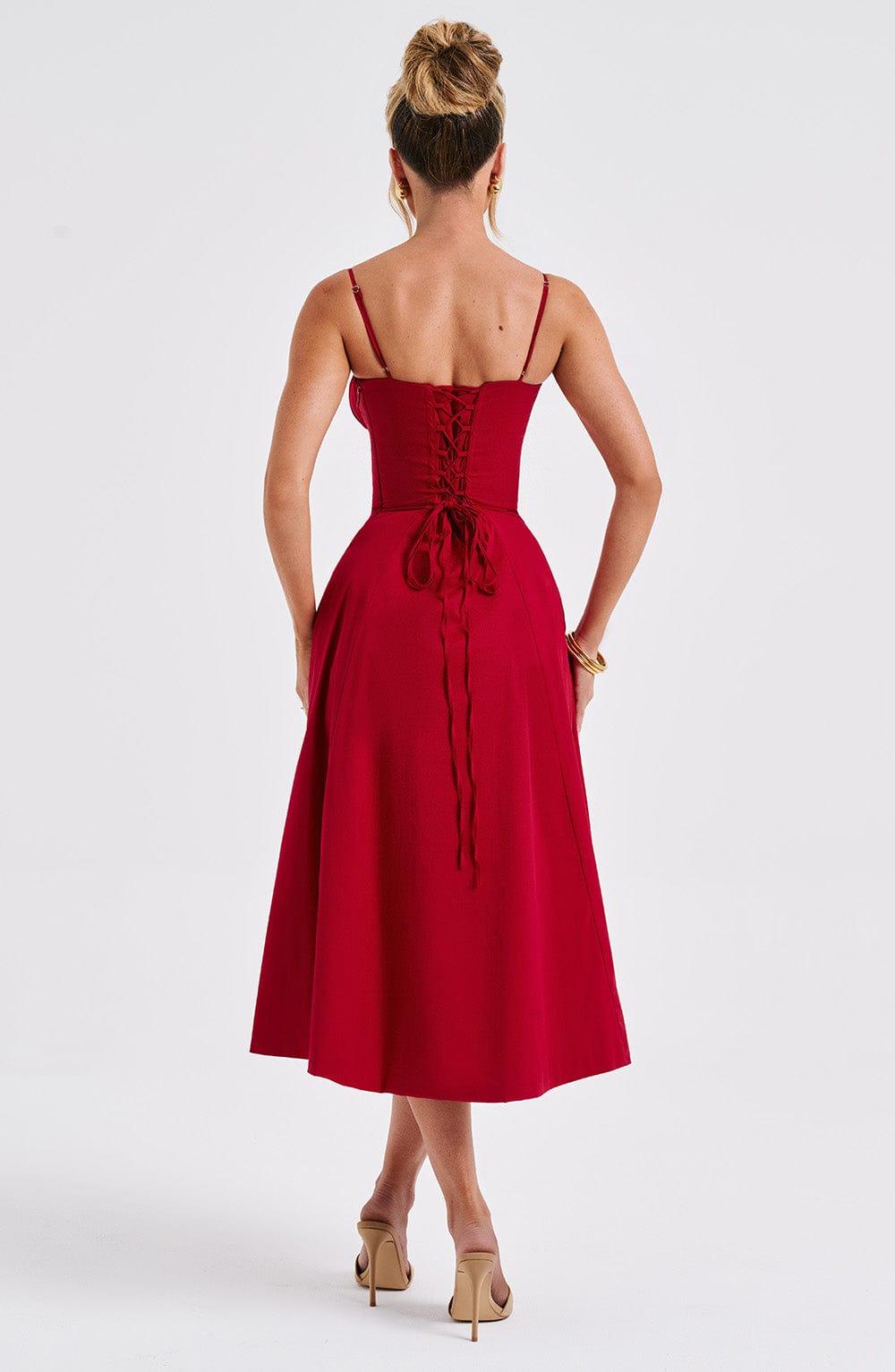 Deanna Midi Dress - Red Product Image
