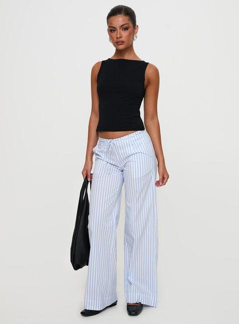 Collied Low Rise Pants Blue / White Stripe Product Image