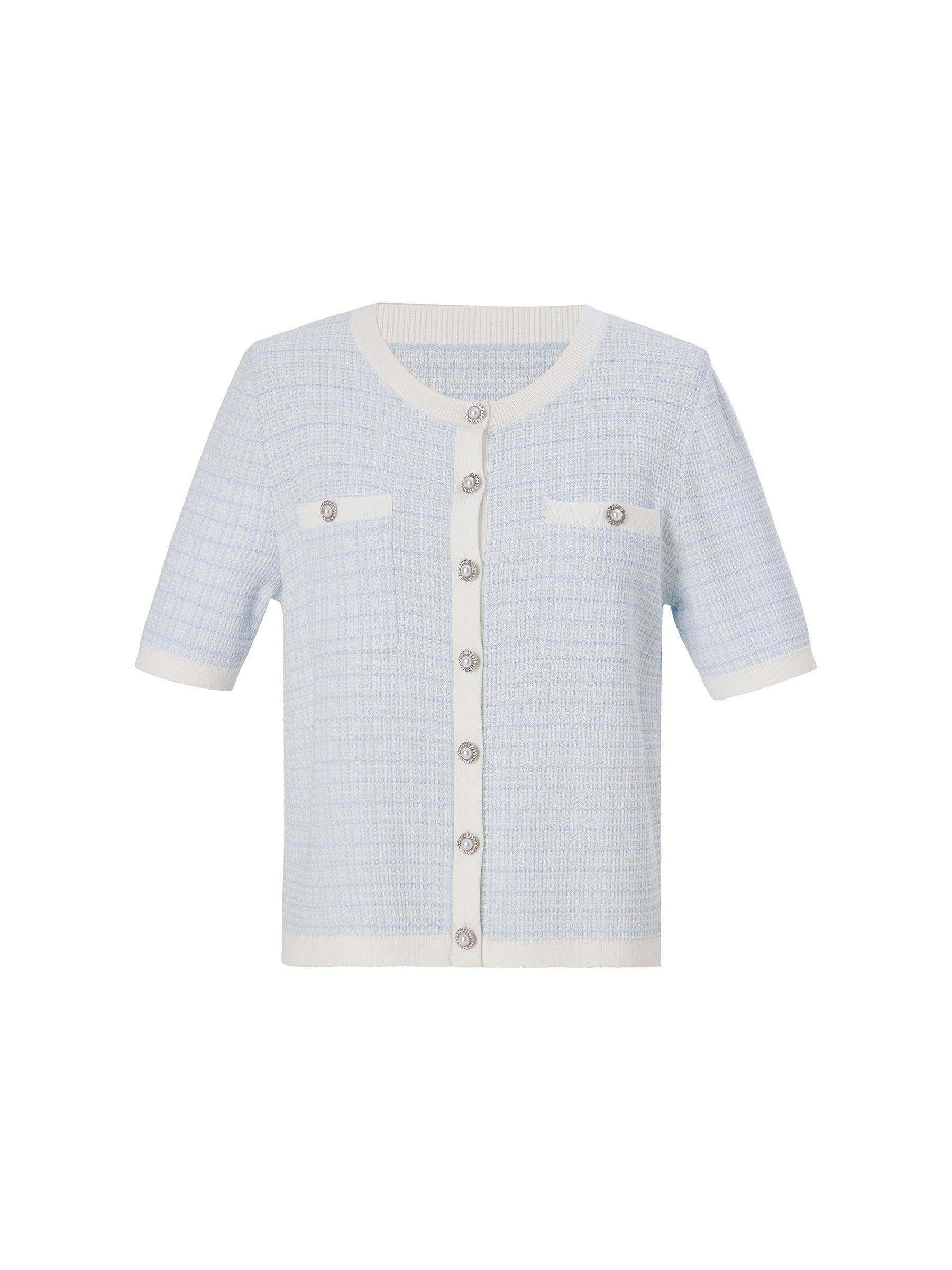 Tencel Blend Contrast Trim Women Textured Cardigan Product Image