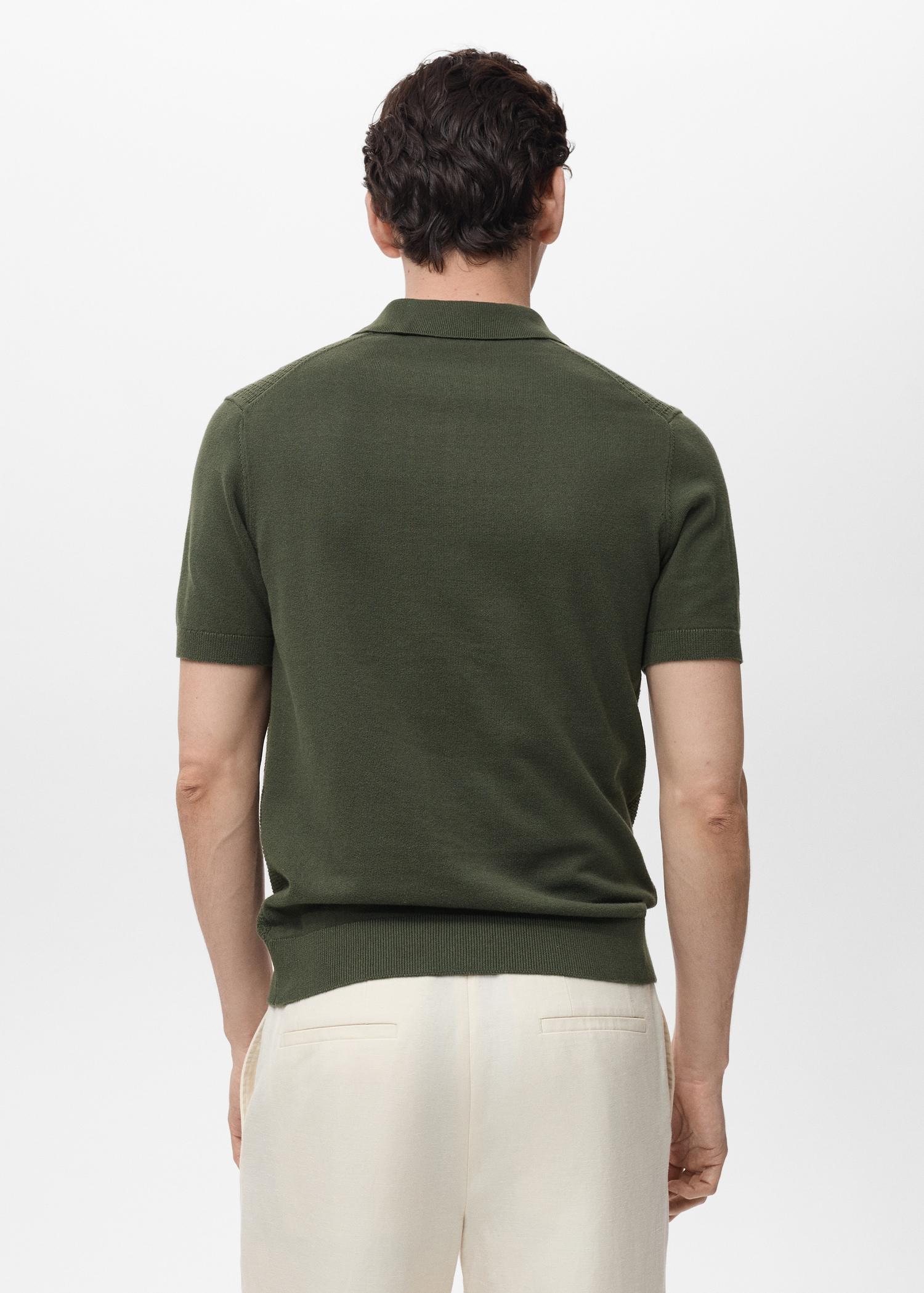 Openwork cotton knitte polo shirt - Men | MANGO USA Product Image