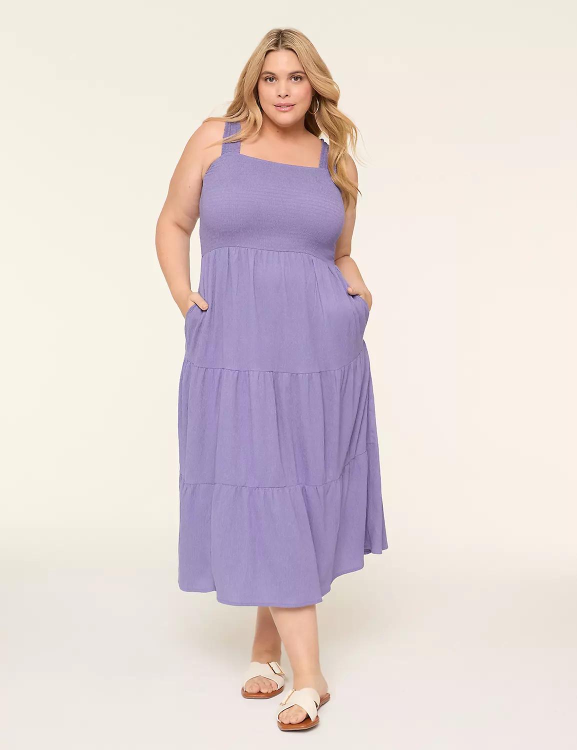 Smocked-Bodice Square-Neck Maxi Dress Product Image