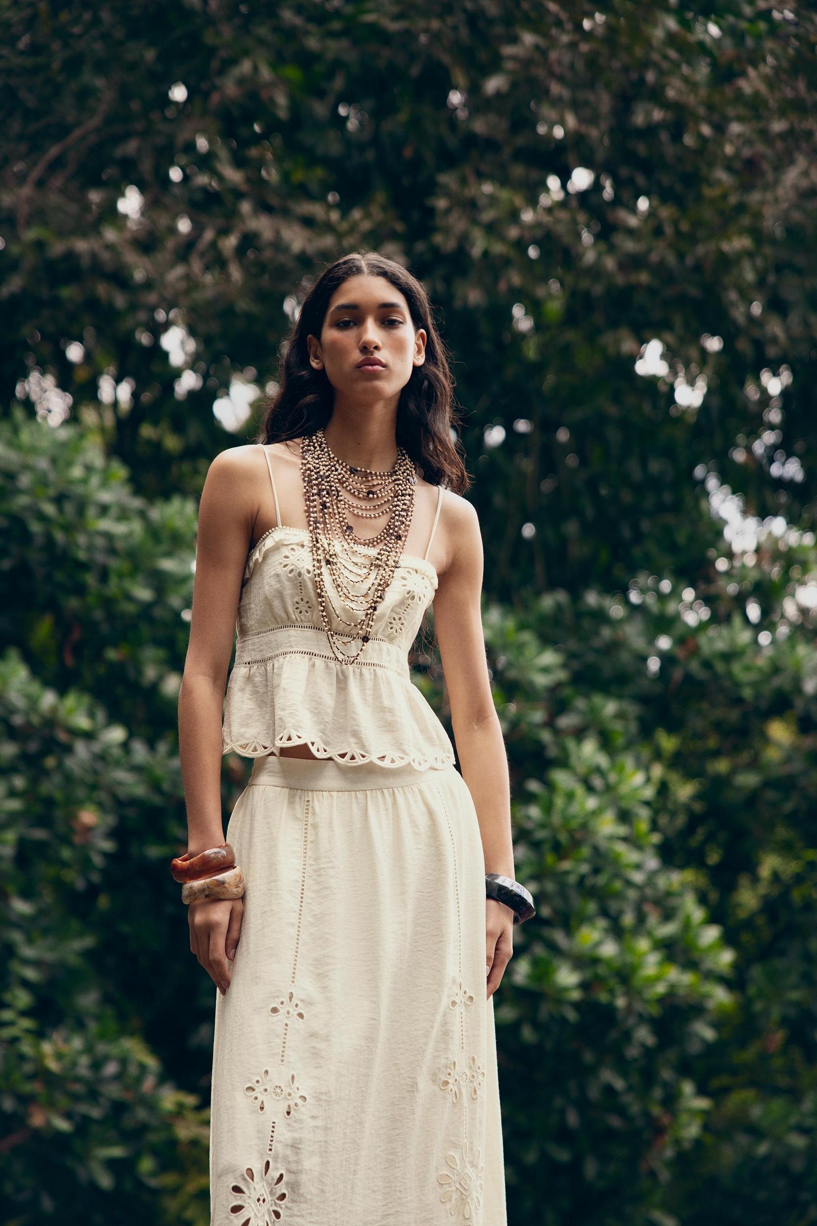 EMBROIDERED EYELET CROP TOP Product Image