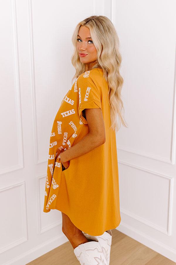 School Spirit Sequin Embroidered Mini Dress in Texas Rust Product Image