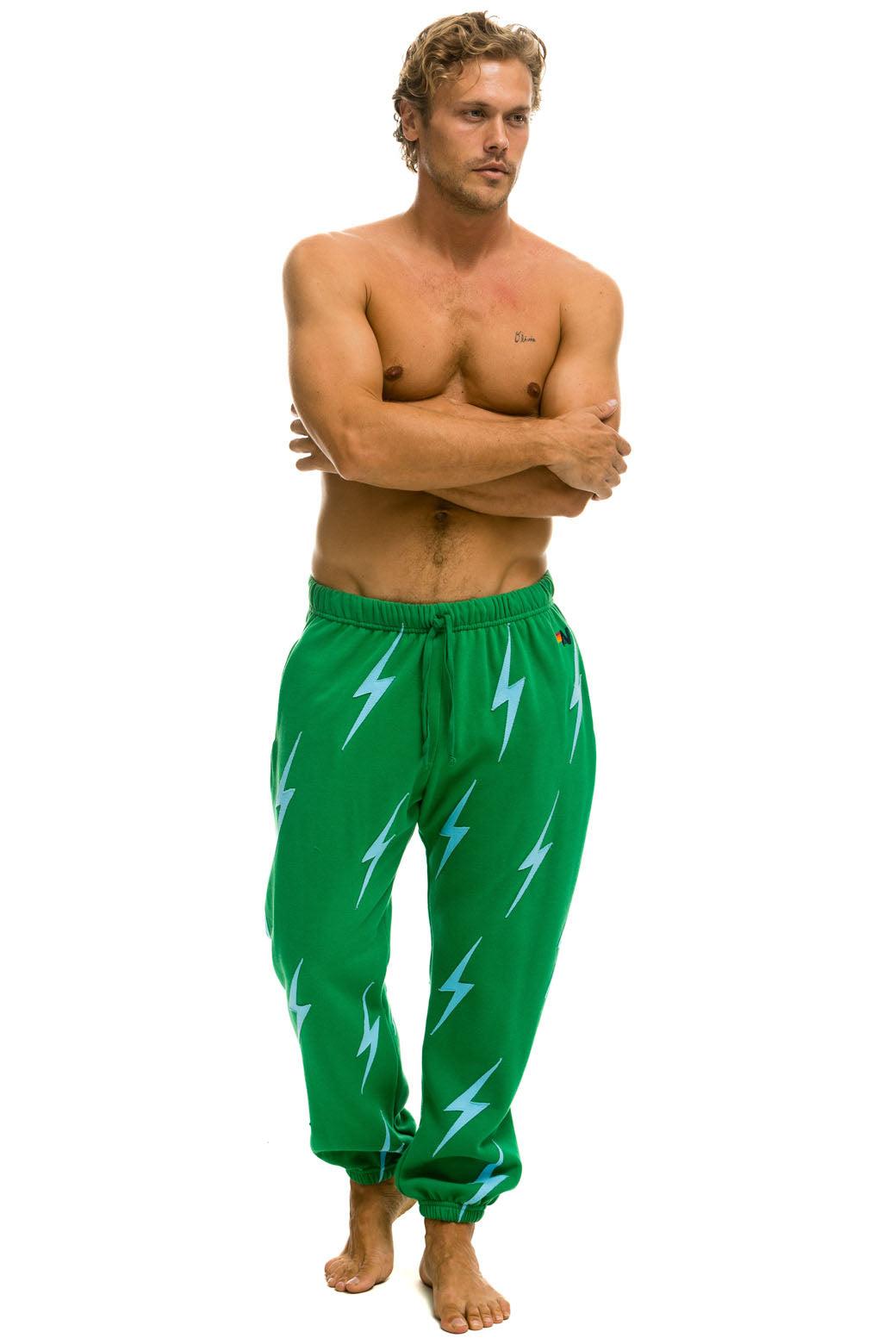 BOLT STITCH REPEAT SWEATPANTS - KELLY GREEN // BLUE Male Product Image