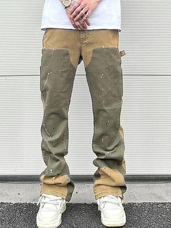 Men's Colour Block Loose Jeans Product Image