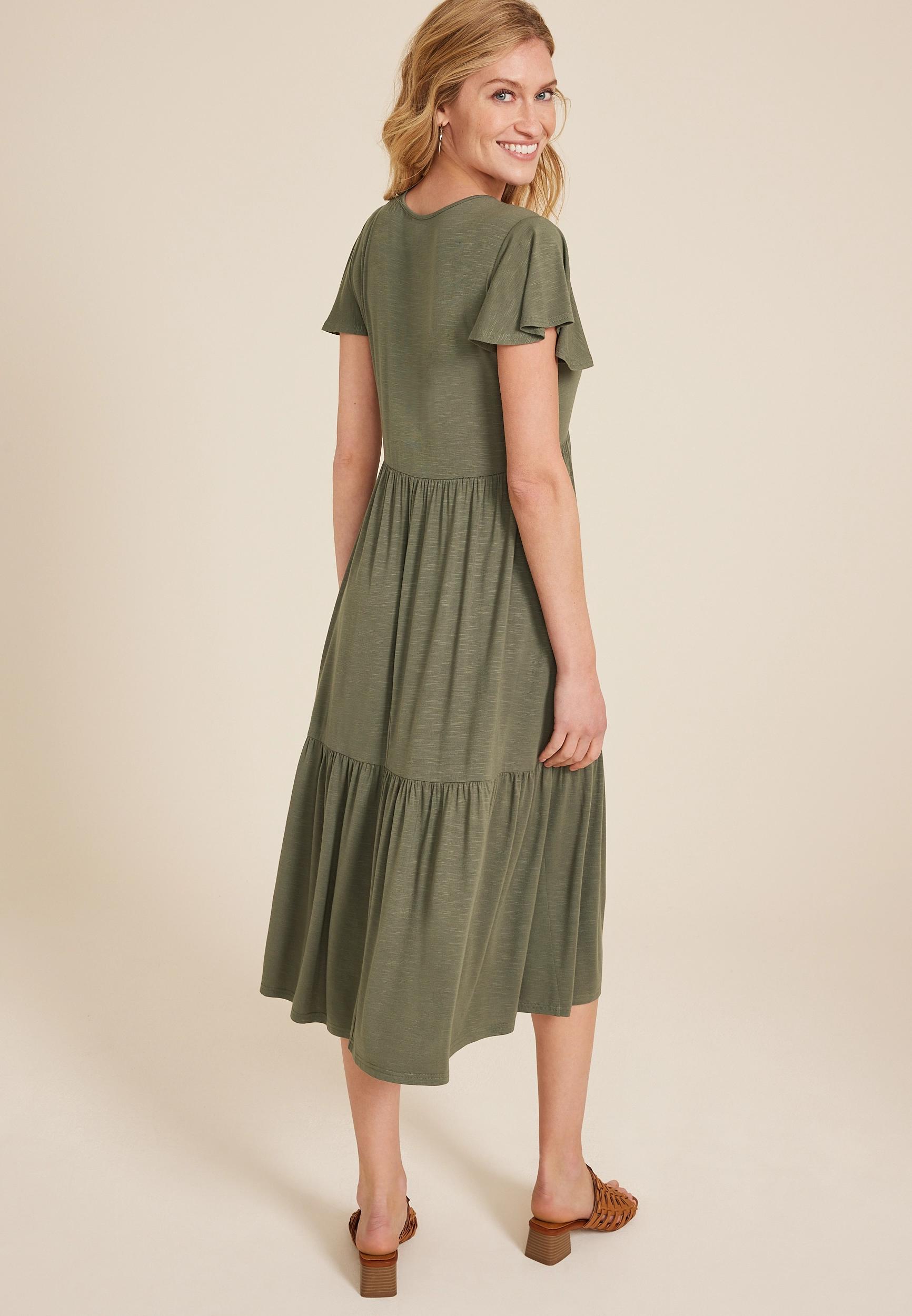 24/7 Flutter Sleeve Midi Dress Product Image