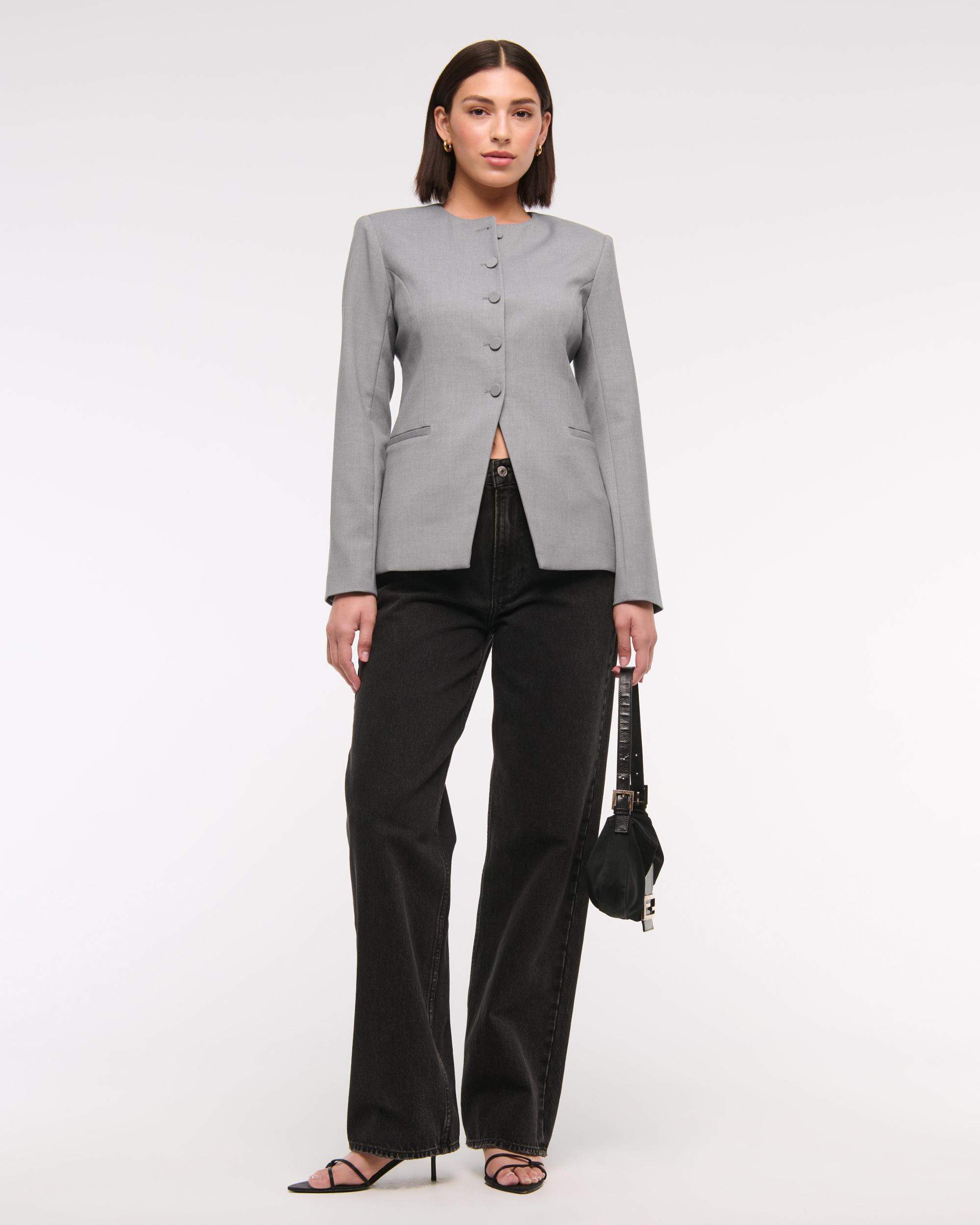 Collarless Suiting Blazer Product Image