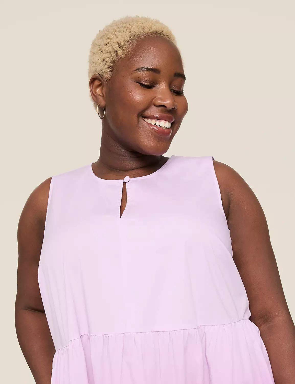 Button-Neck Tiered Maxi Dress Product Image