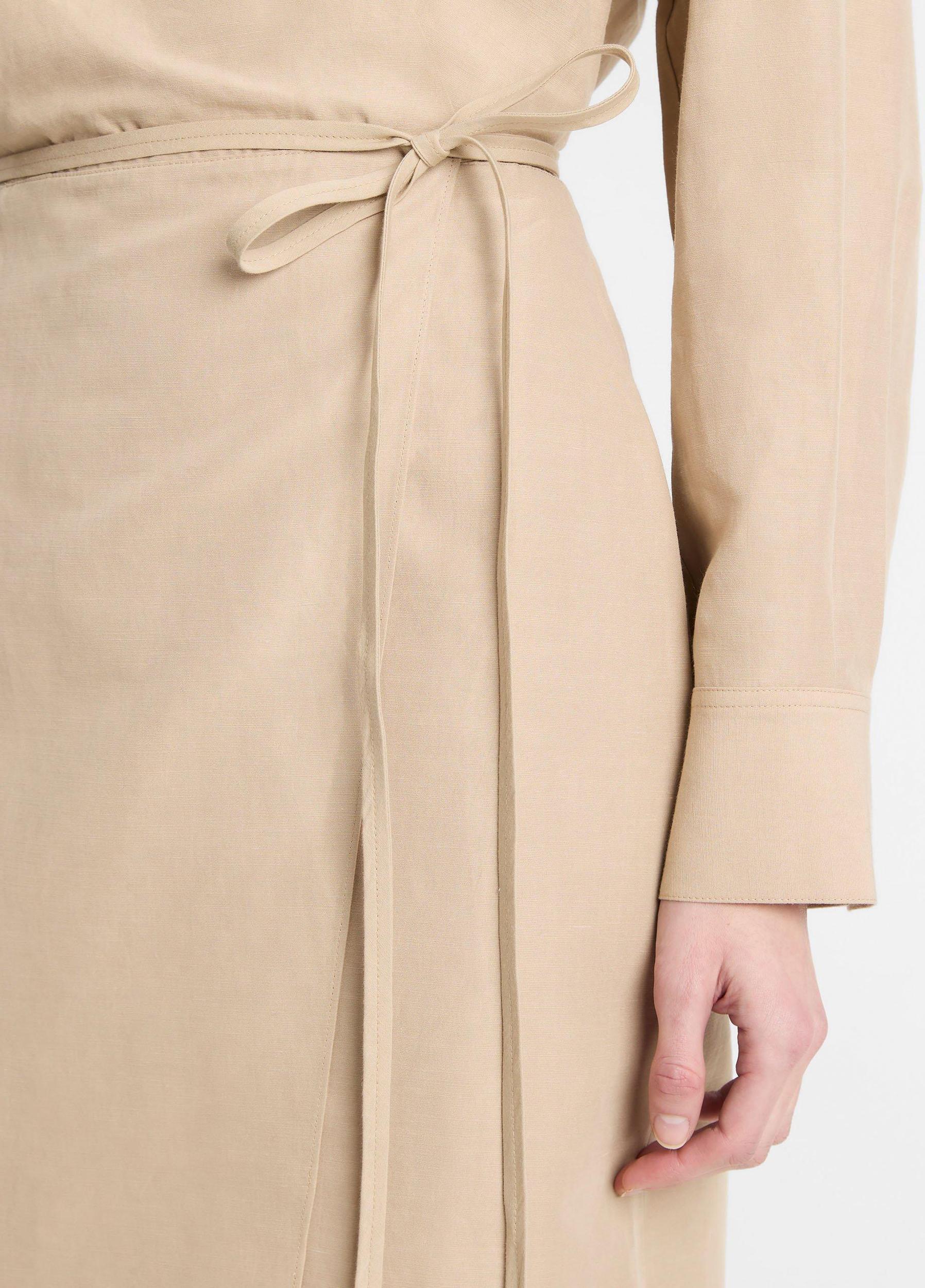 Cotton-Blend Wrap Shirt Dress Product Image