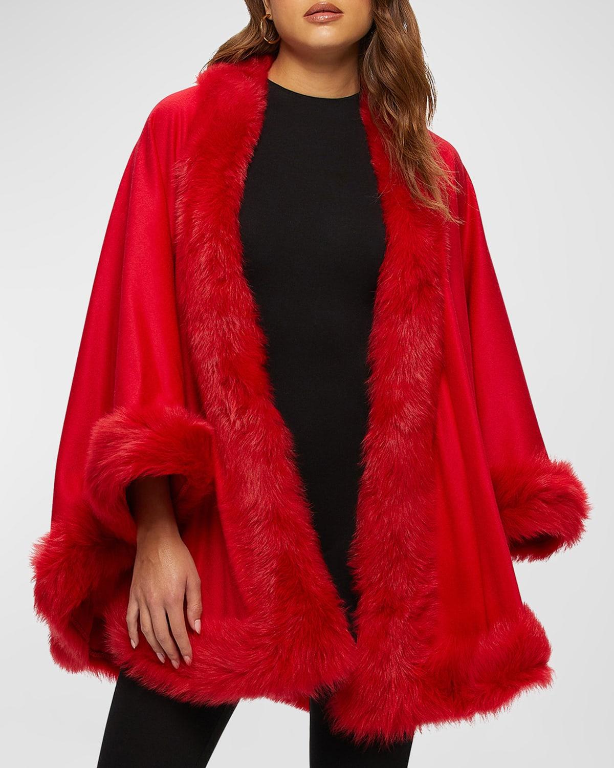 Cashmere Cape With Toscana Shearling Lamb Trim Product Image