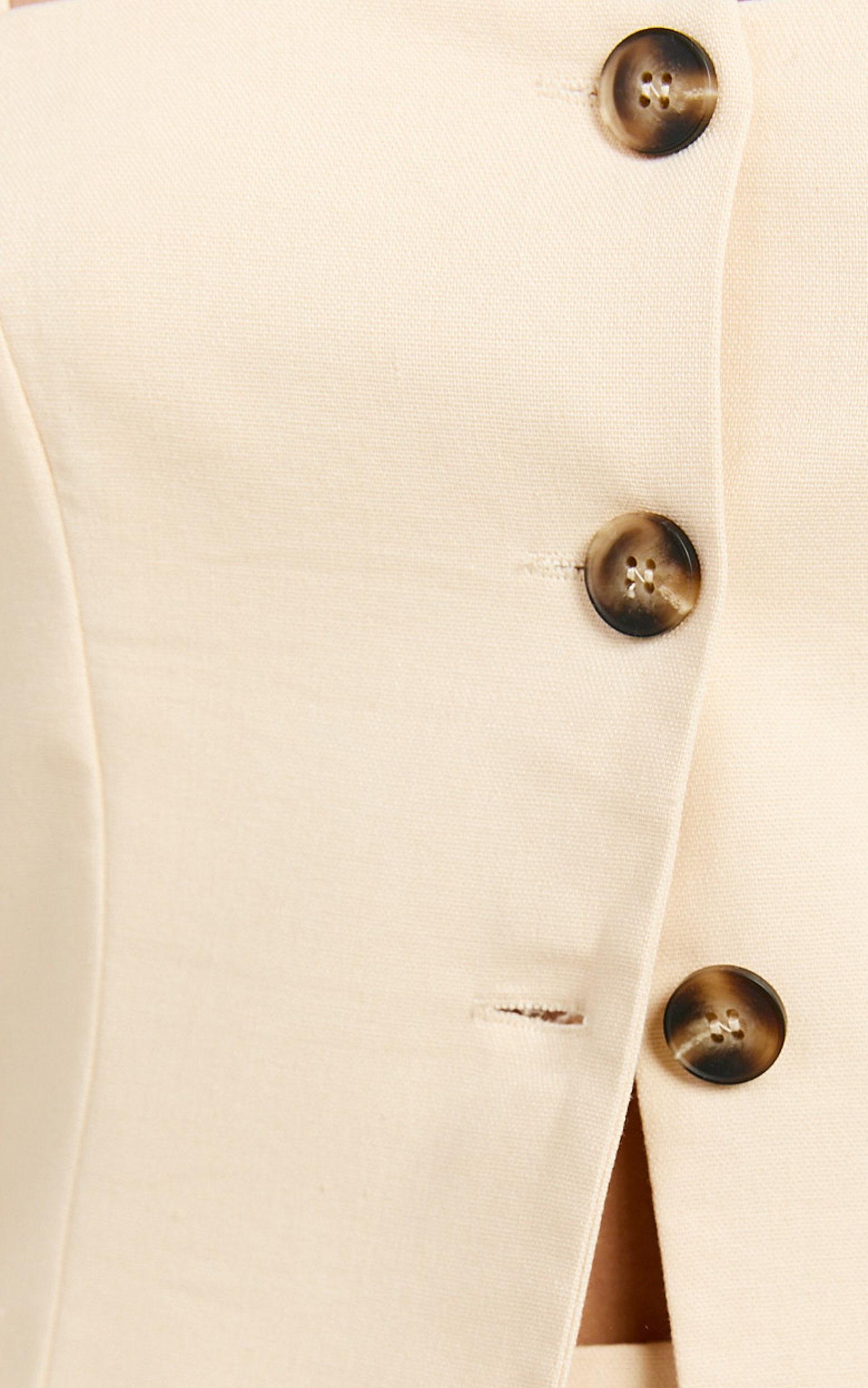 Carter Top - Longline Linen Strap Vest Top in Sand Product Image