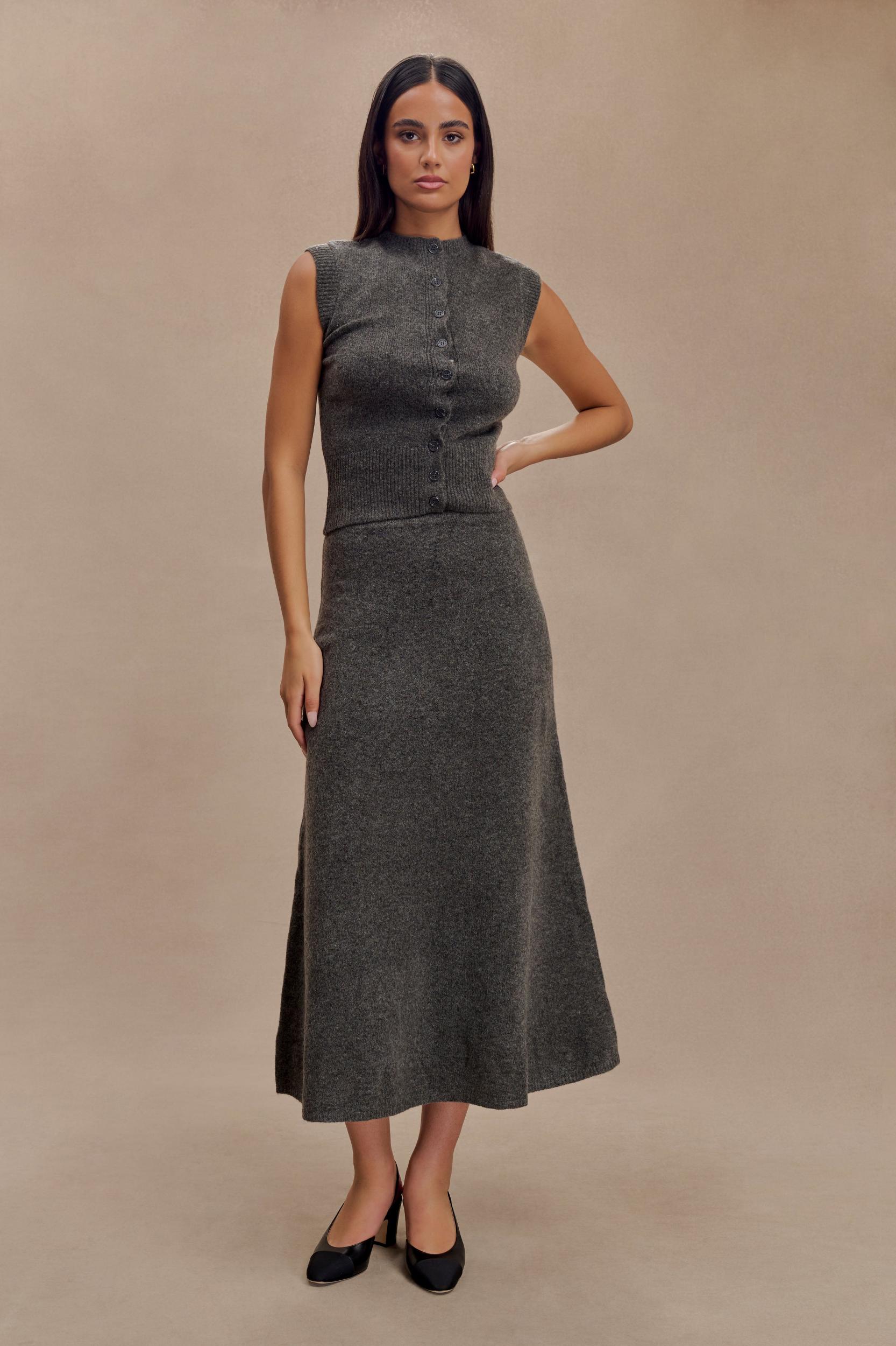 Vivica Knit Maxi Skirt - Charcoal Marle Product Image