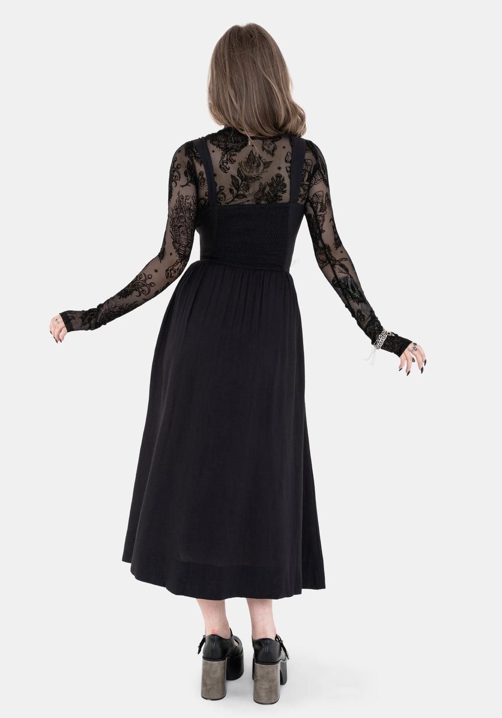 Skye Shirred Back Midaxi Dress - Black Product Image