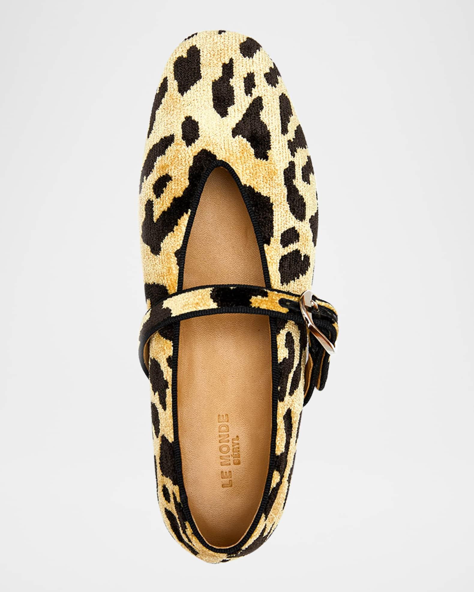 Stella Leopard Velvet Ballerina Flats Product Image