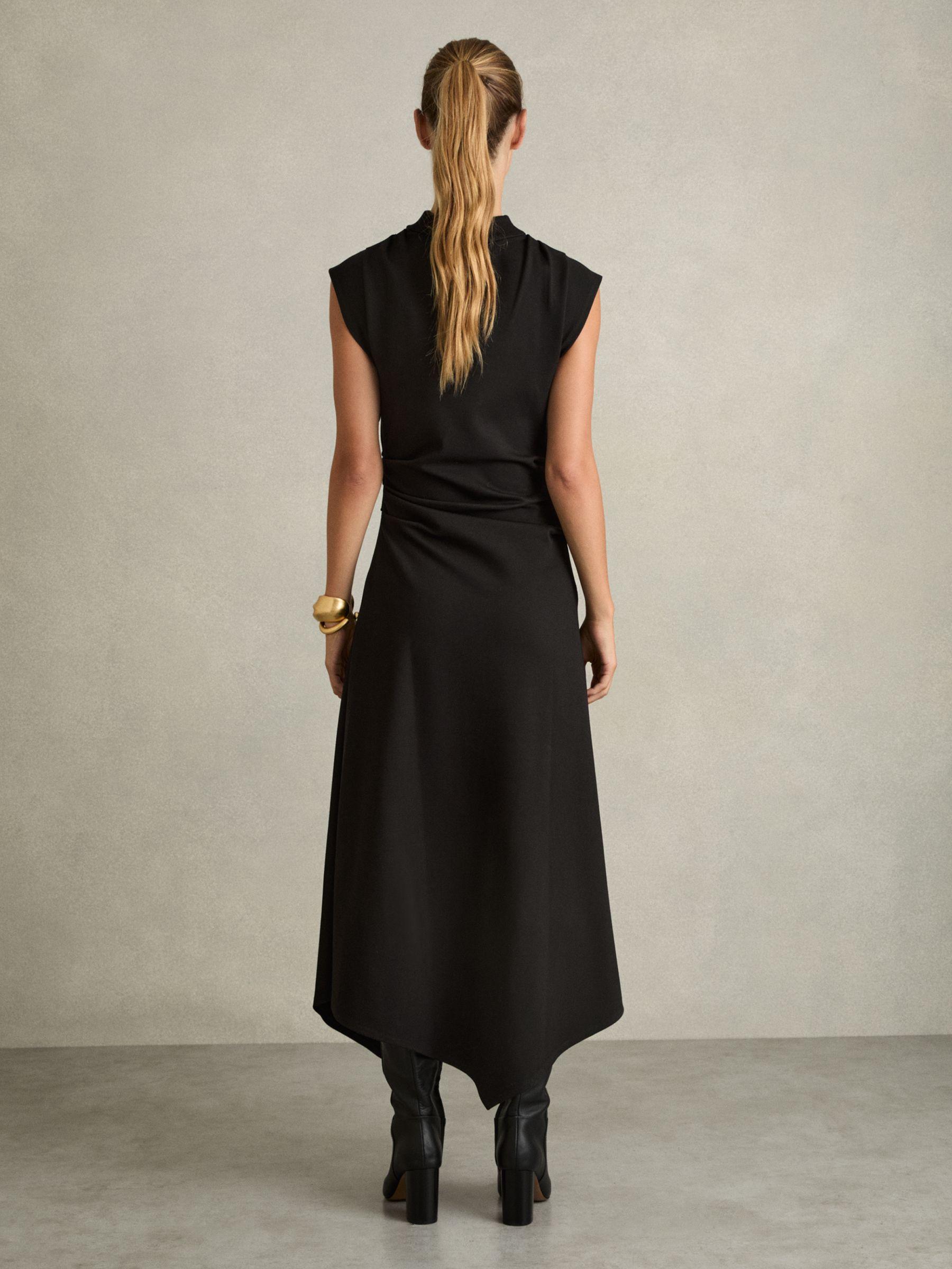 Twill-Jersey Draped Midi Dress in Black Product Image