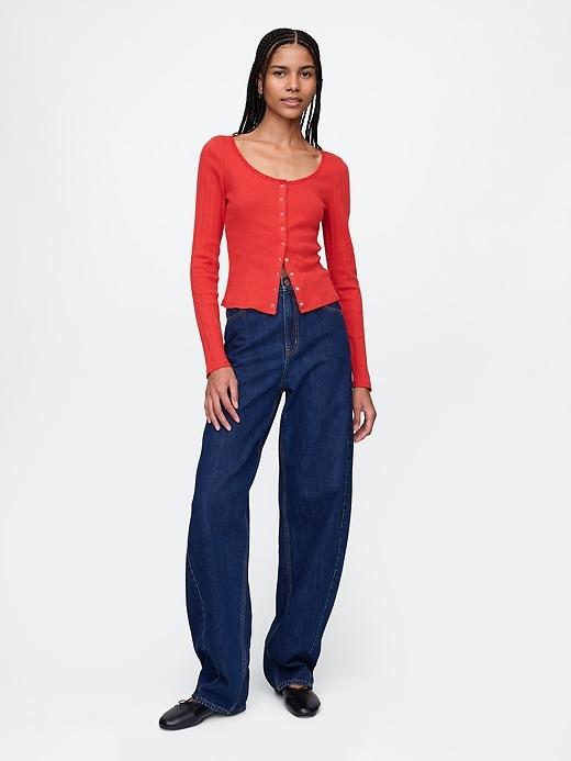 Pointelle Crop Cardigan Product Image