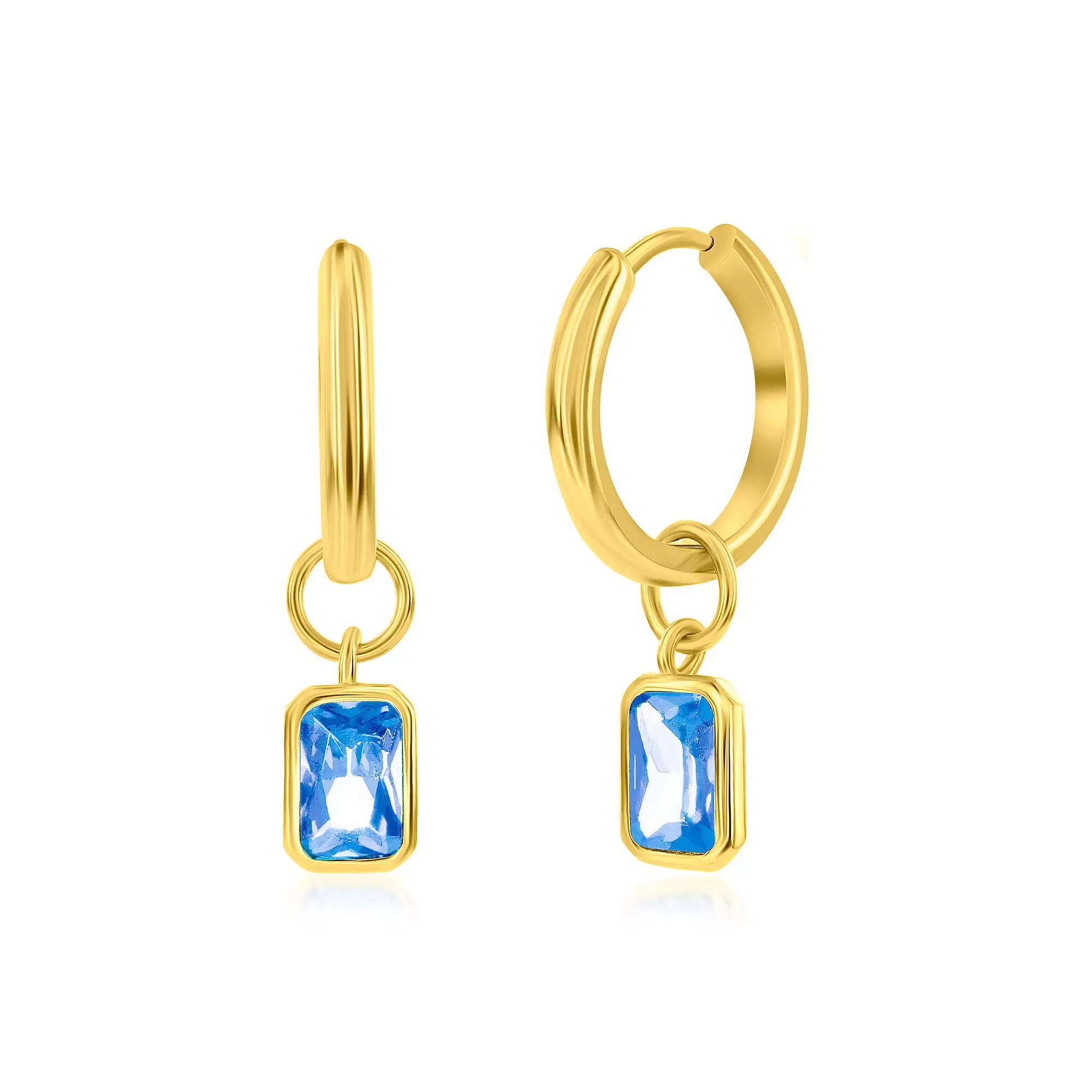 Argento Bella Gold Tone Sterling Silver Cubic Zirconia Birthstone Drop Hoop Earrings, Women's, January Product Image