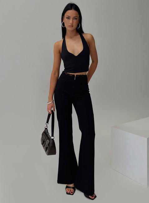 Stellina Slim Fit Flared Pants Black Product Image