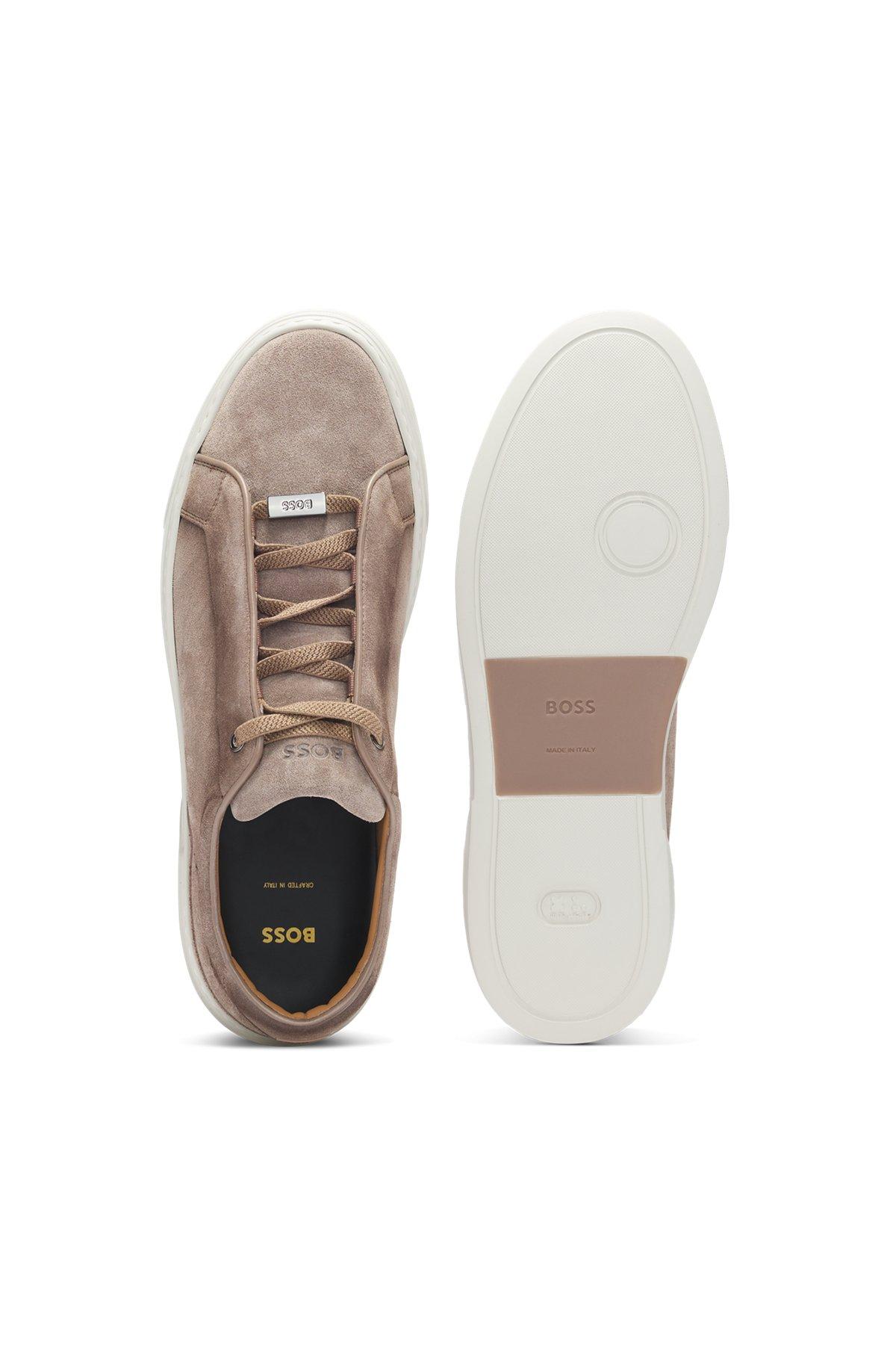 BOSS - Gary low-top trainers in suede - Khaki Product Image