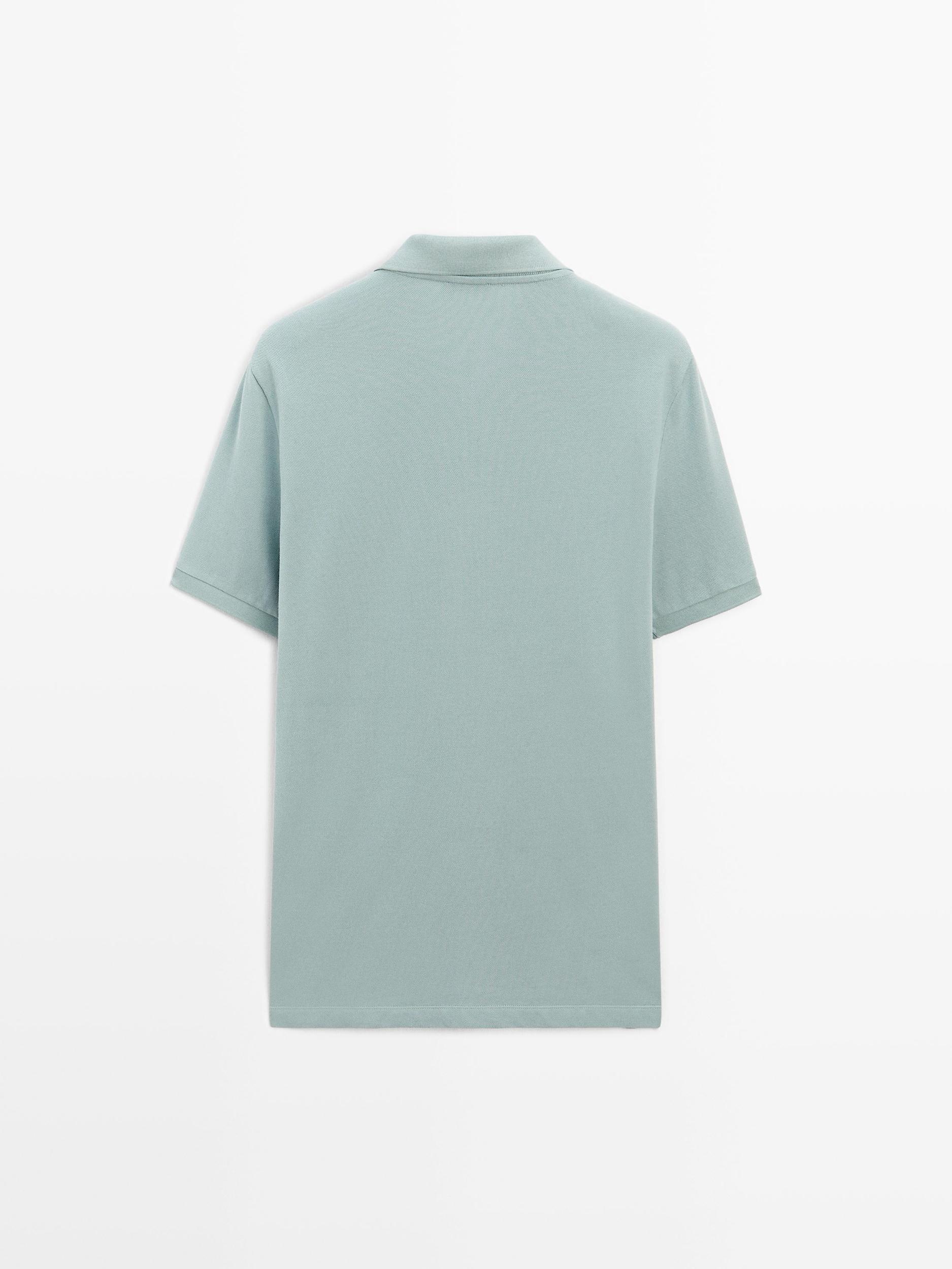 Micro textured piqué cotton polo shirt Product Image