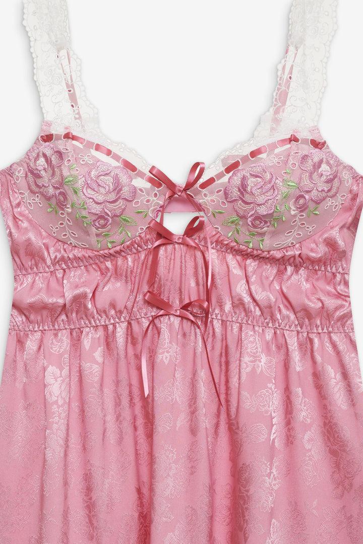 Rose Milk Eyelet Slip Dress — Pink Product Image