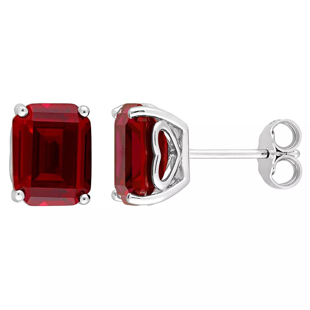 Stella Grace Sterling Silver & Gemstone Stud Earrings, Women's, Created Red Product Image