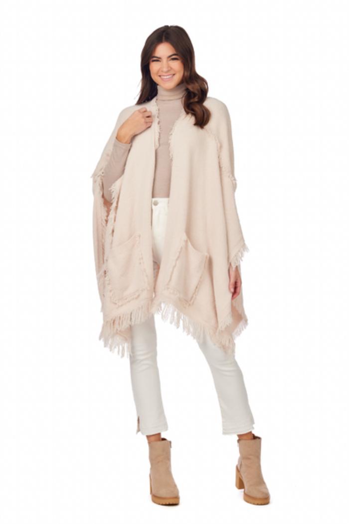 White Fringe Poncho Product Image