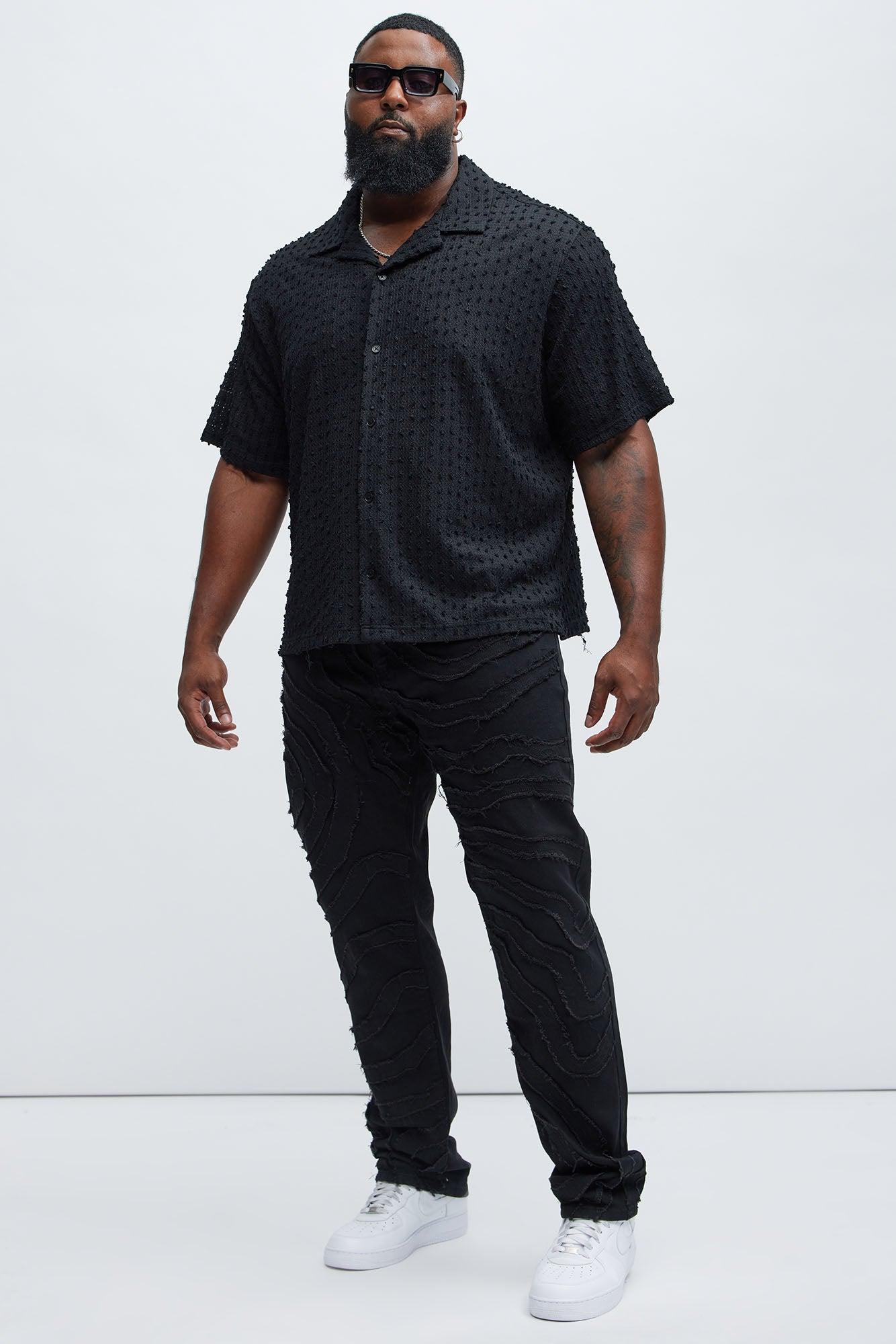 Frayed Lines Slim Jeans - Black Product Image