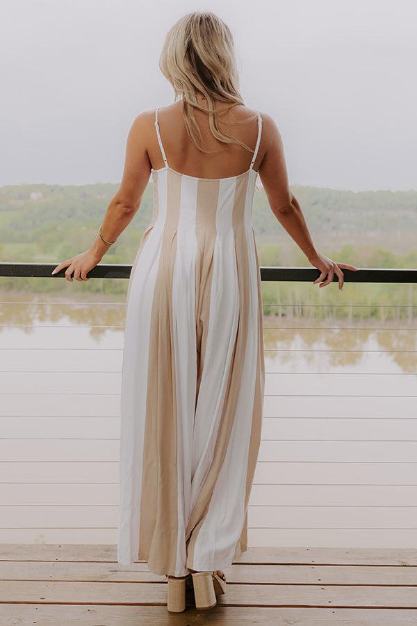 Stripe A Pose Linen-Blend Jumpsuit in Iced Latte Product Image