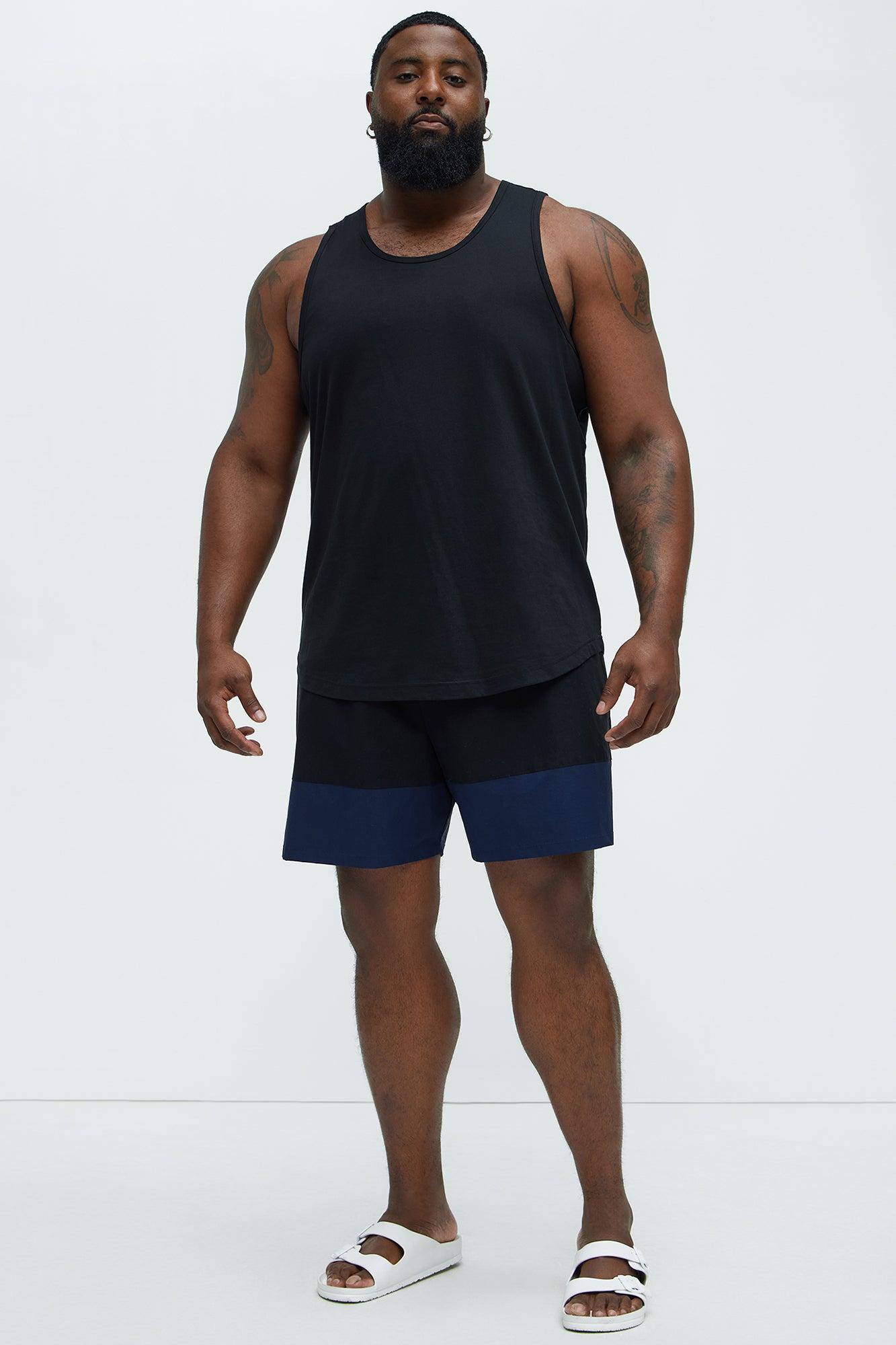 Colorblock Swim Mid Trunk - Black/combo Product Image