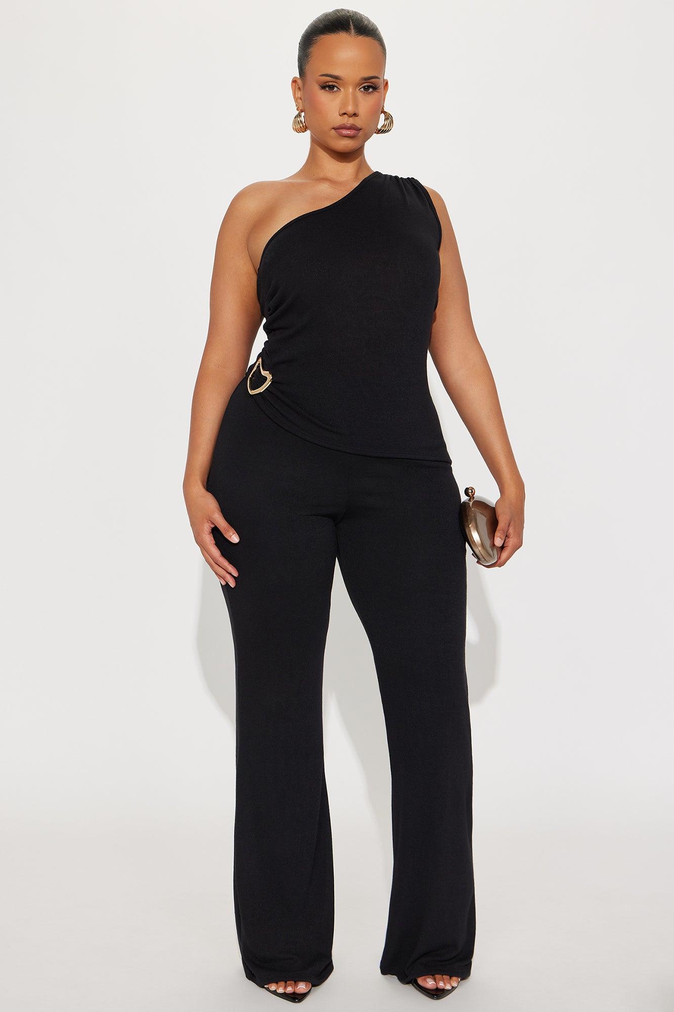 Stella One Shoulder Pant Set - Black Female Product Image