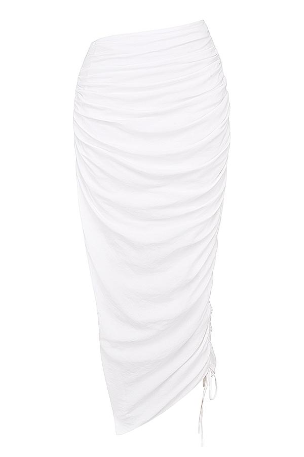 Loie  white gathered maxi skirt Product Image