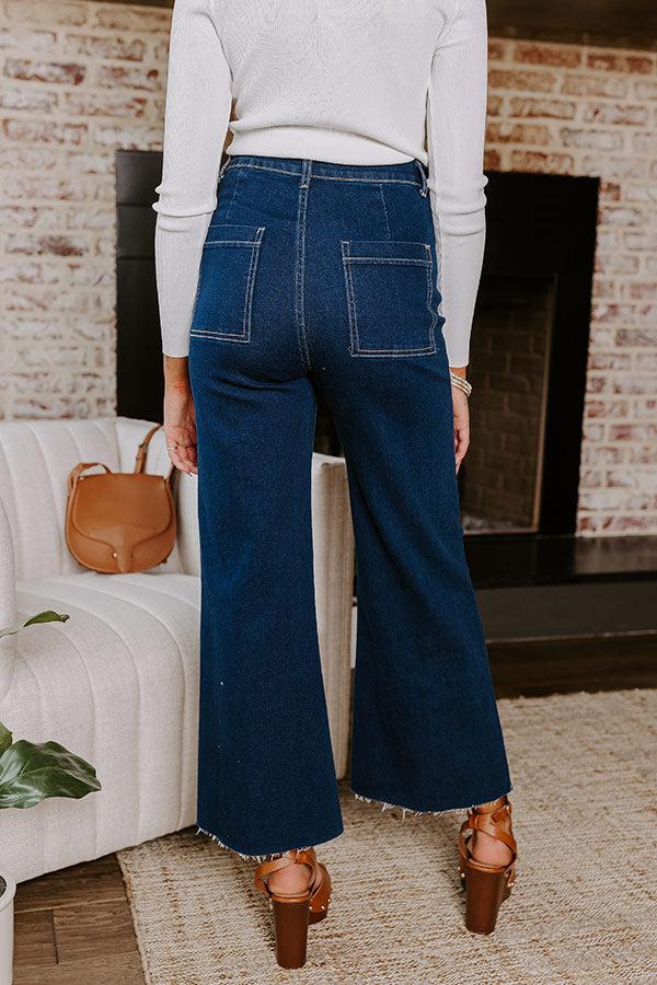 The Adriana High Waist Wide Leg Jean in Dark Wash Product Image