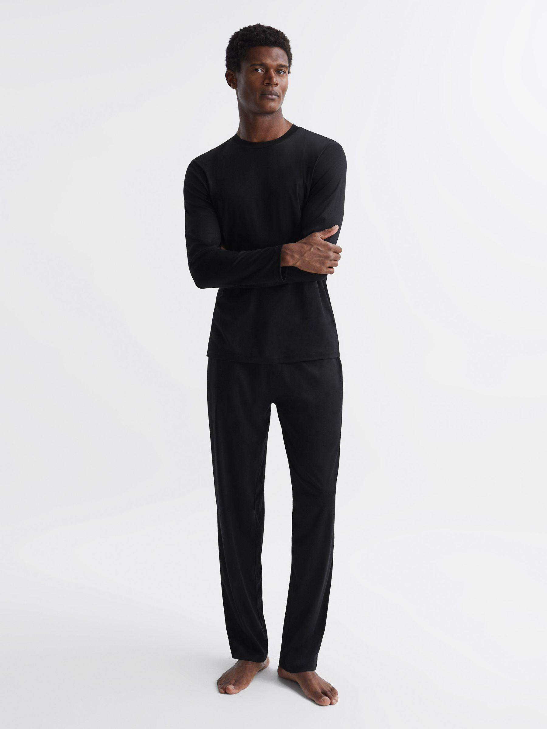 Long Staple Cotton Crew Neck Top in Black Product Image