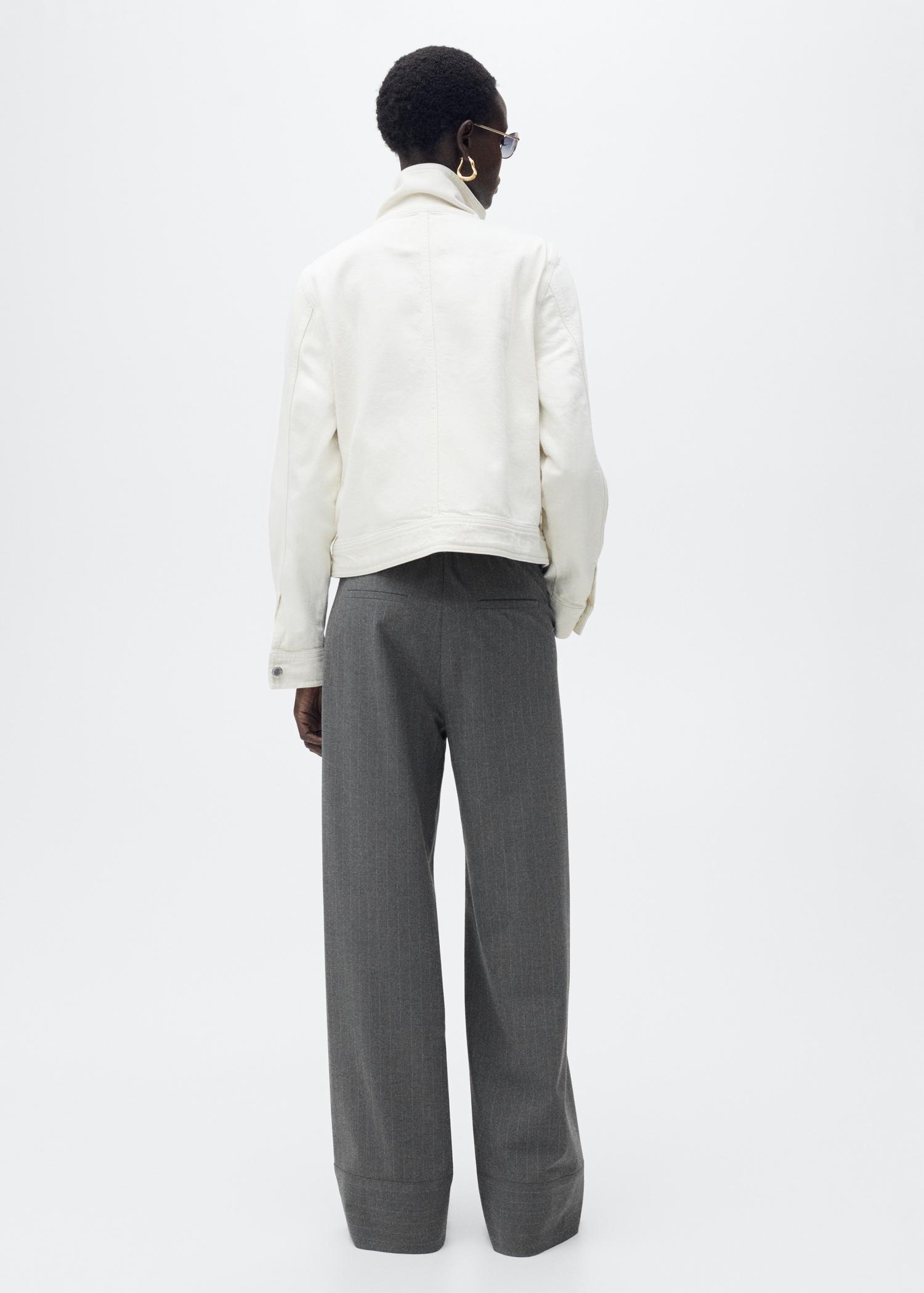 Chalk-stripe straight pants - Women | MANGO USA Product Image