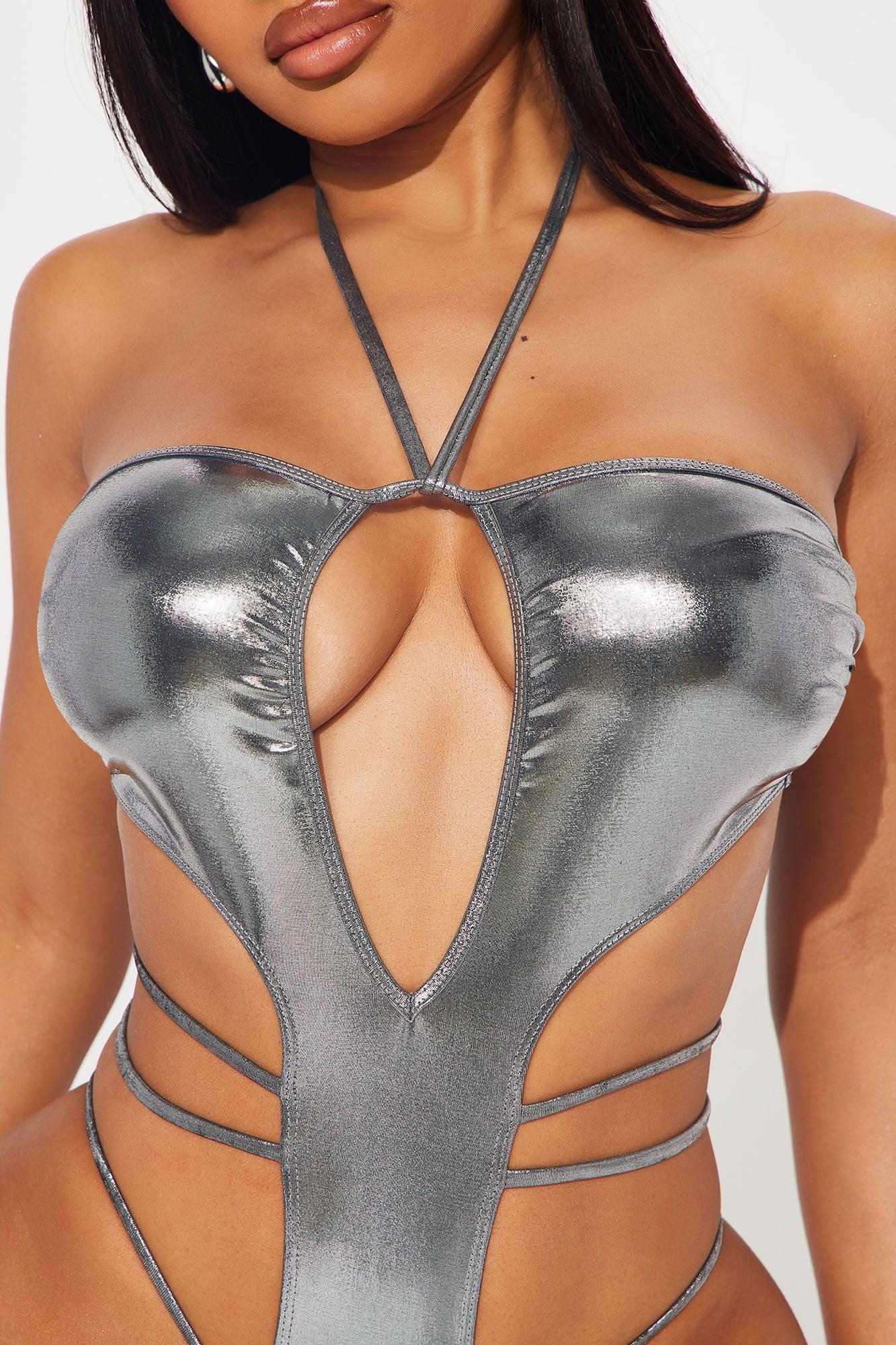 Hot Summer Scandal 2 Piece Monokini Skirt Set - Silver Product Image