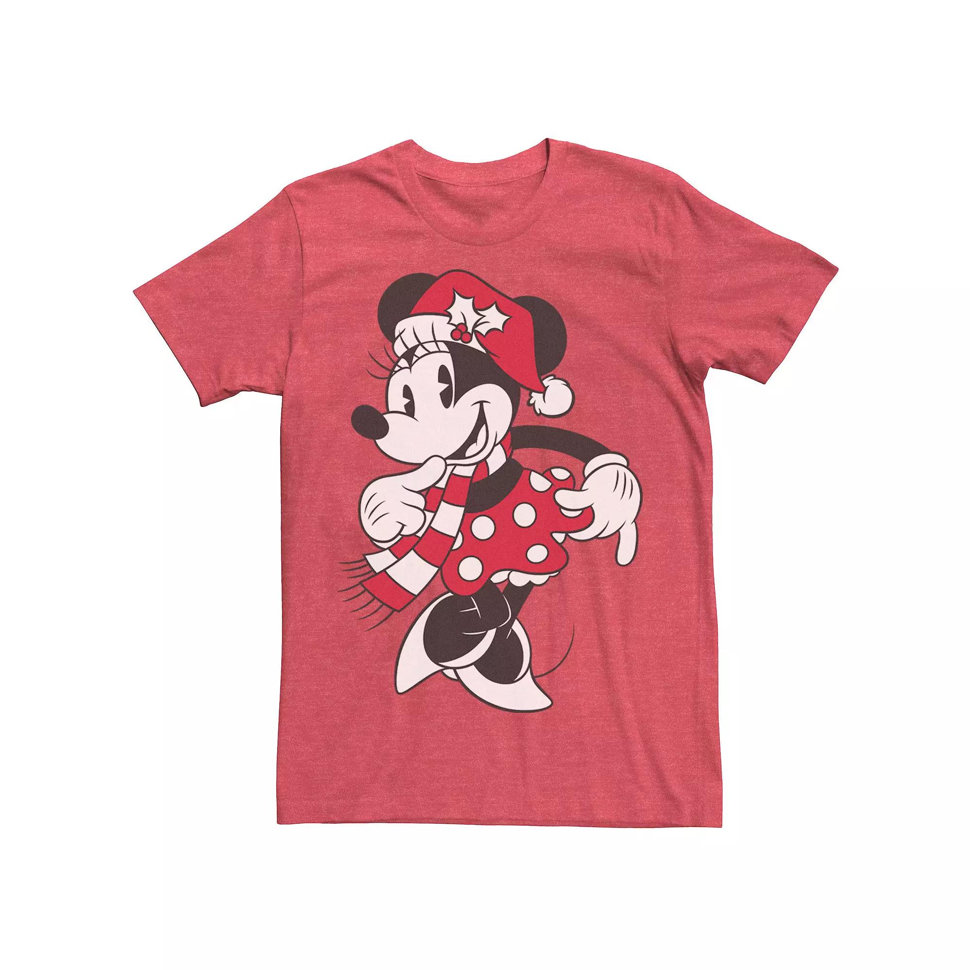 Disney's Minnie Mouse Men's Classic Christmas Portrait Tee, Size: XXL, Red Grey Product Image