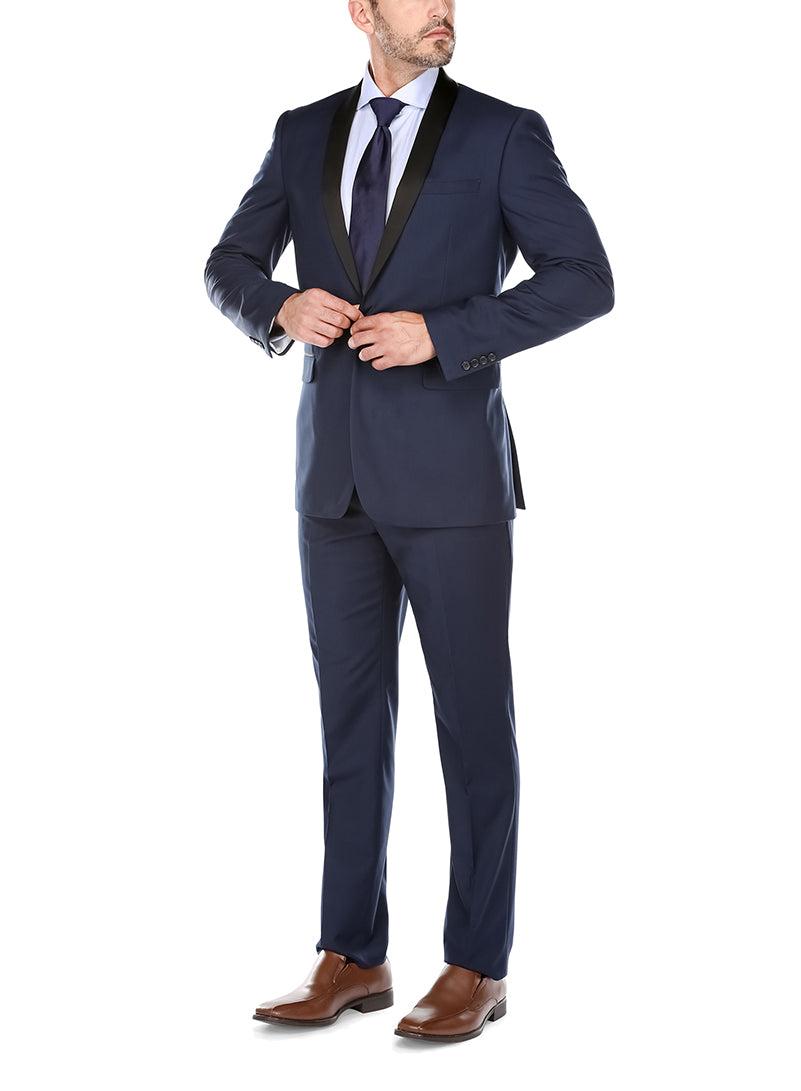 Blue 2 Piece Tuxedo Shawl Lapel Slim Fit Product Image