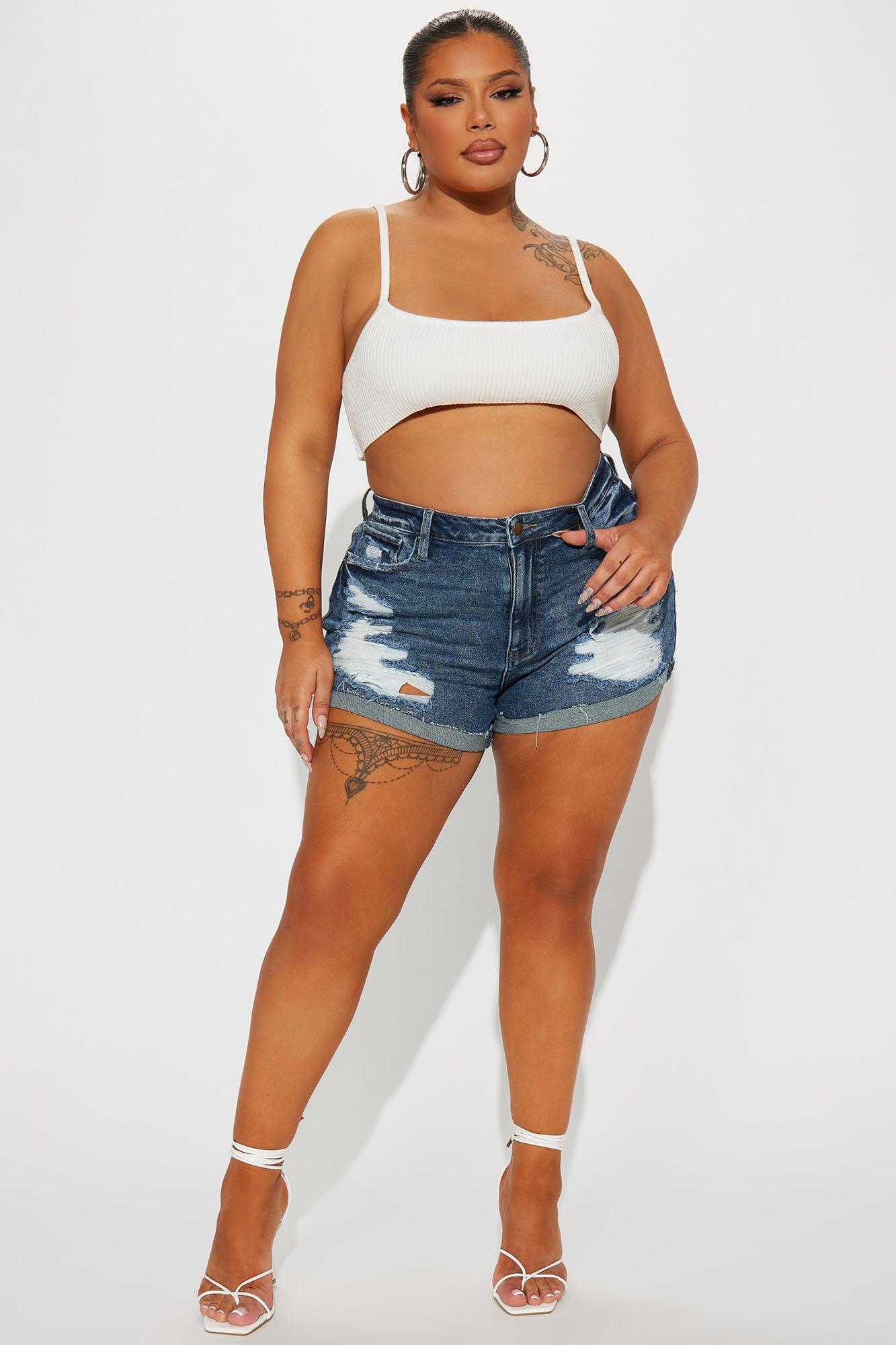 Quiet Quitter Cuffed Denim Shorts - Dark Wash Product Image