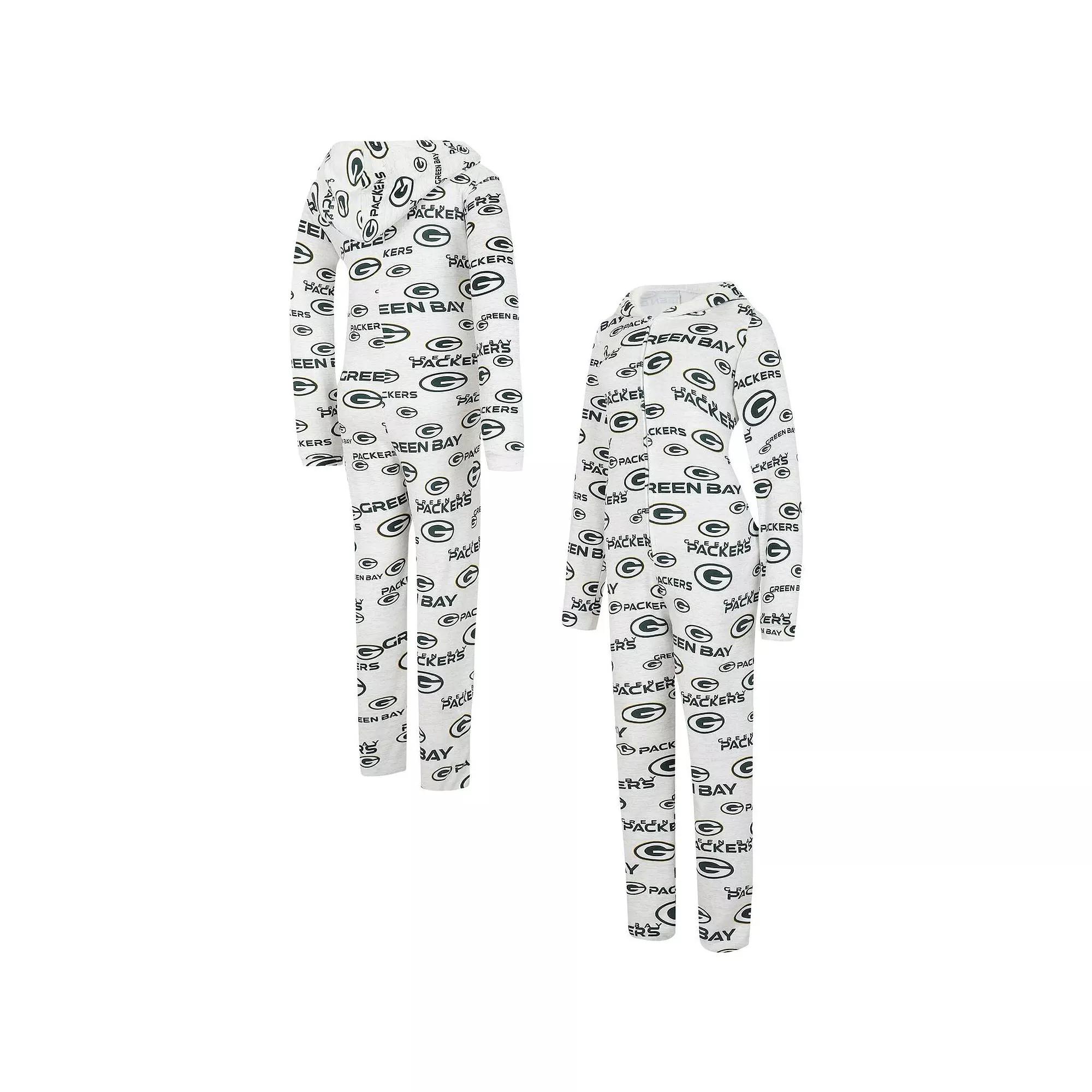 Women's Concepts Sport Cream Green Bay Packers Docket Hoodie Full-Zip Union Suit,  Product Image