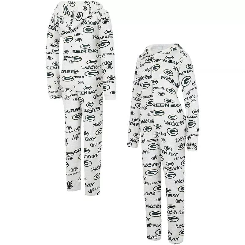 Women's Concepts Sport Cream Green Bay Packers Docket Hoodie Full-Zip Union Suit,  Product Image